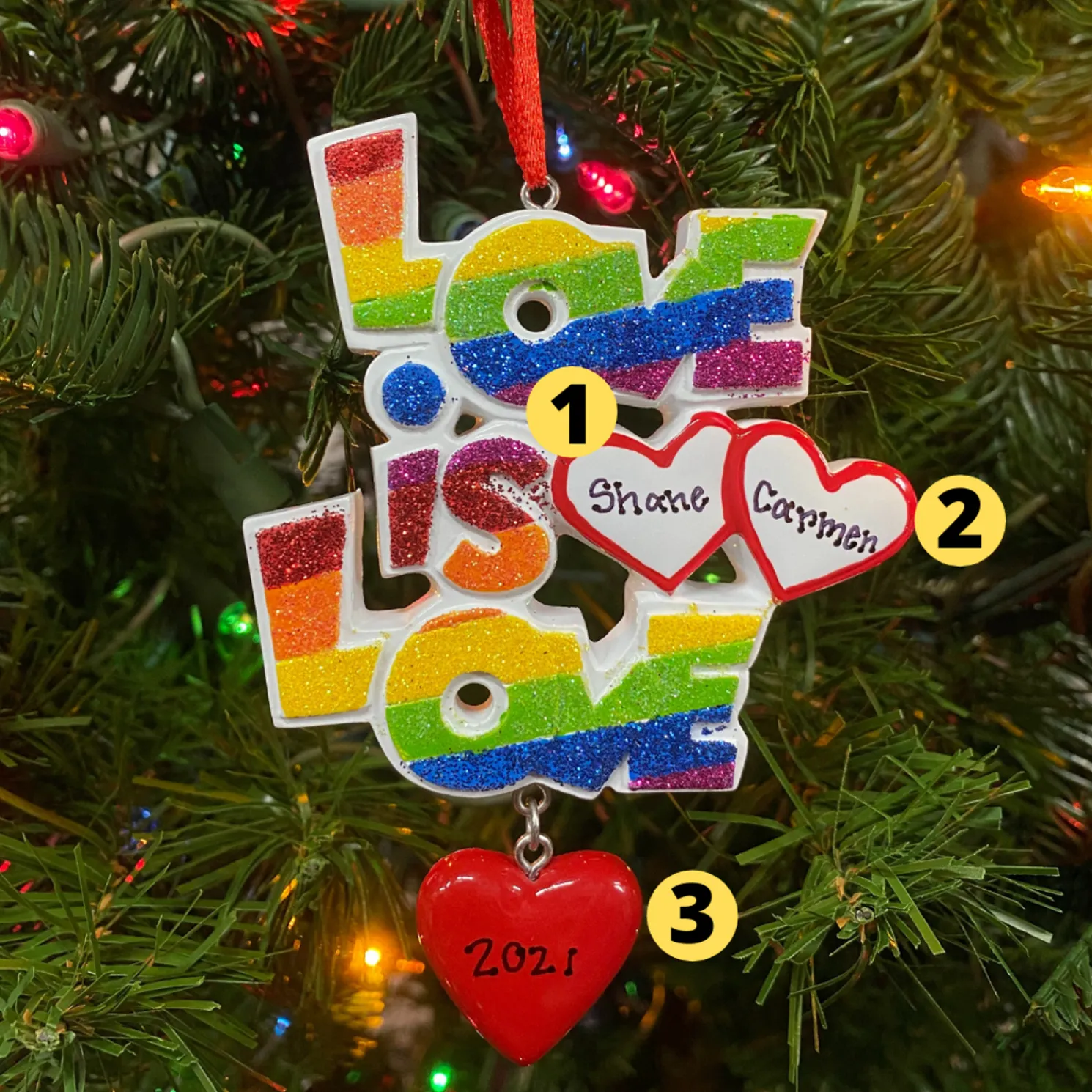 Pride "Love Is Love" Personalized Christmas Ornament OR1455