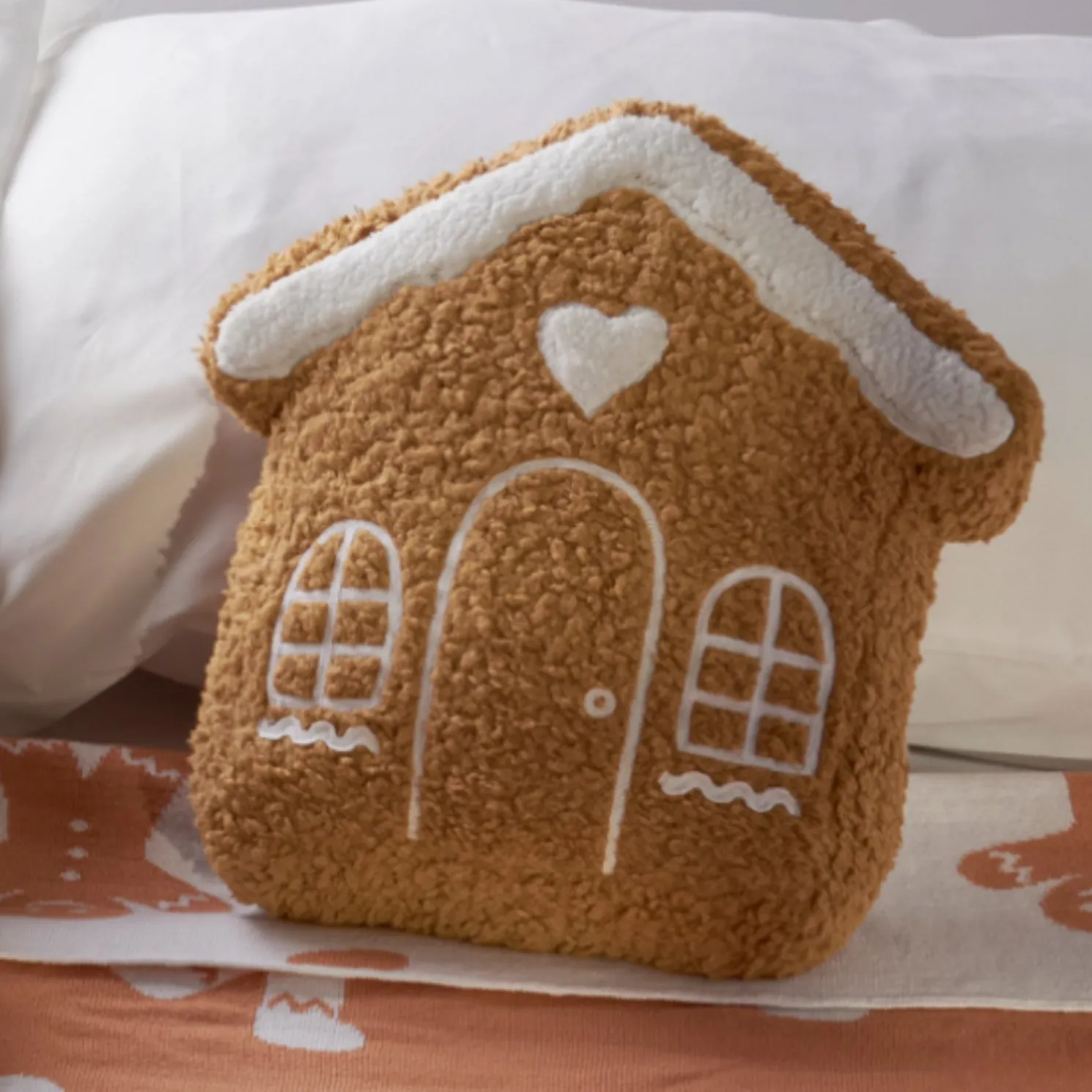 Primitives By Kathy 12" Gingerbread House Shaped Christmas Pillow 119009