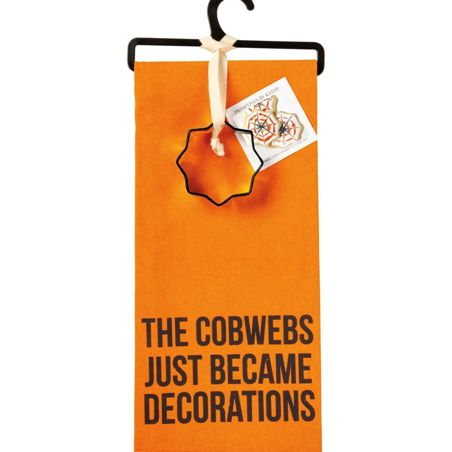 Primitives By Kathy Cobwebs Became Decorations Halloween Kitchen Towel and Cookie Cutter Set 107002