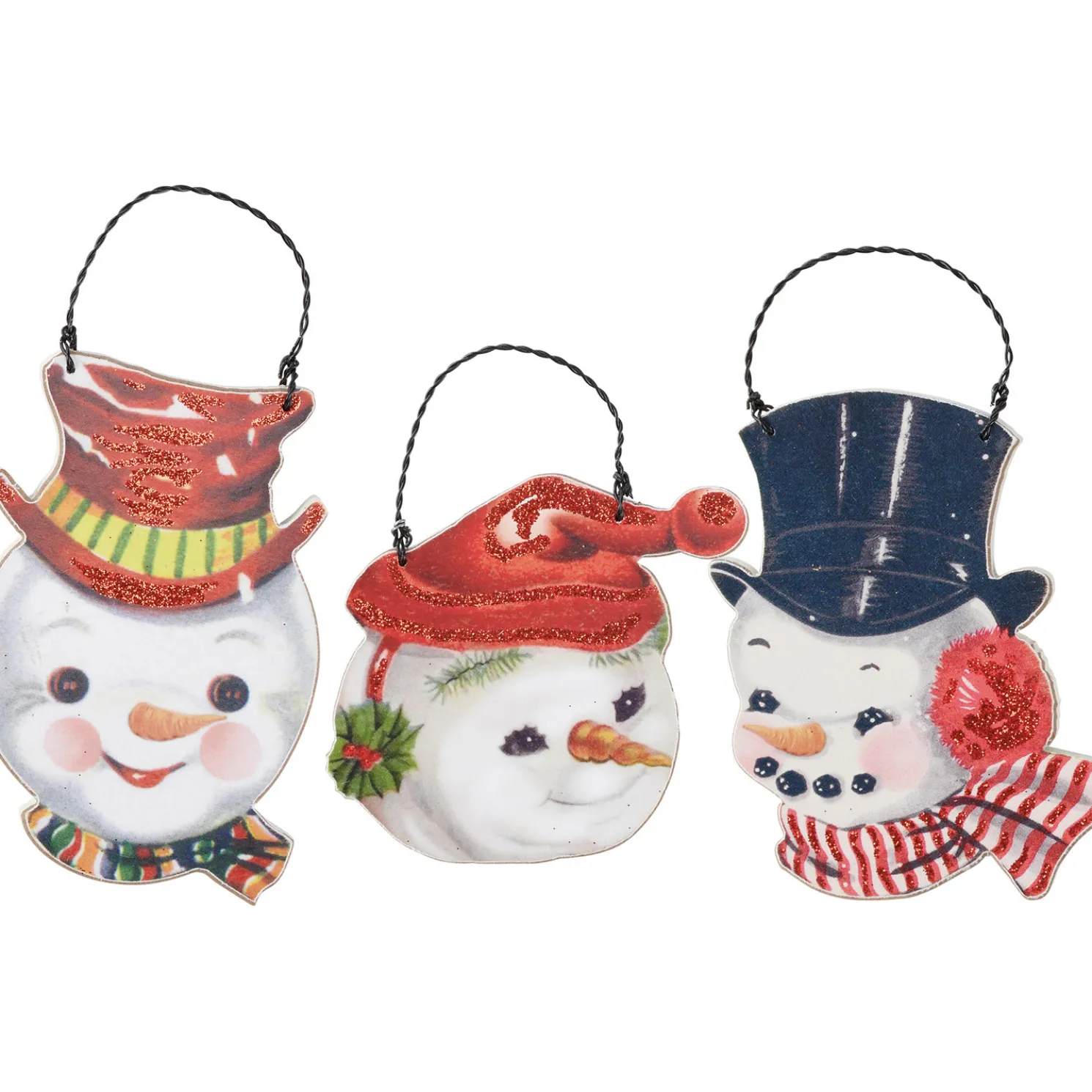 Primitives By Kathy Set of 3 Snowmen Vintage Inspired Christmas Ornaments 115320