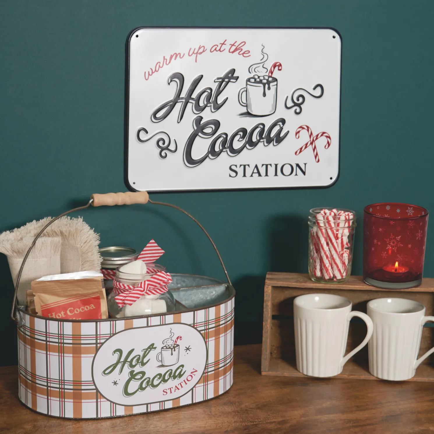 Primitives By Kathy 13.5" Hot Cocoa Station Metal Christmas Sign 119011