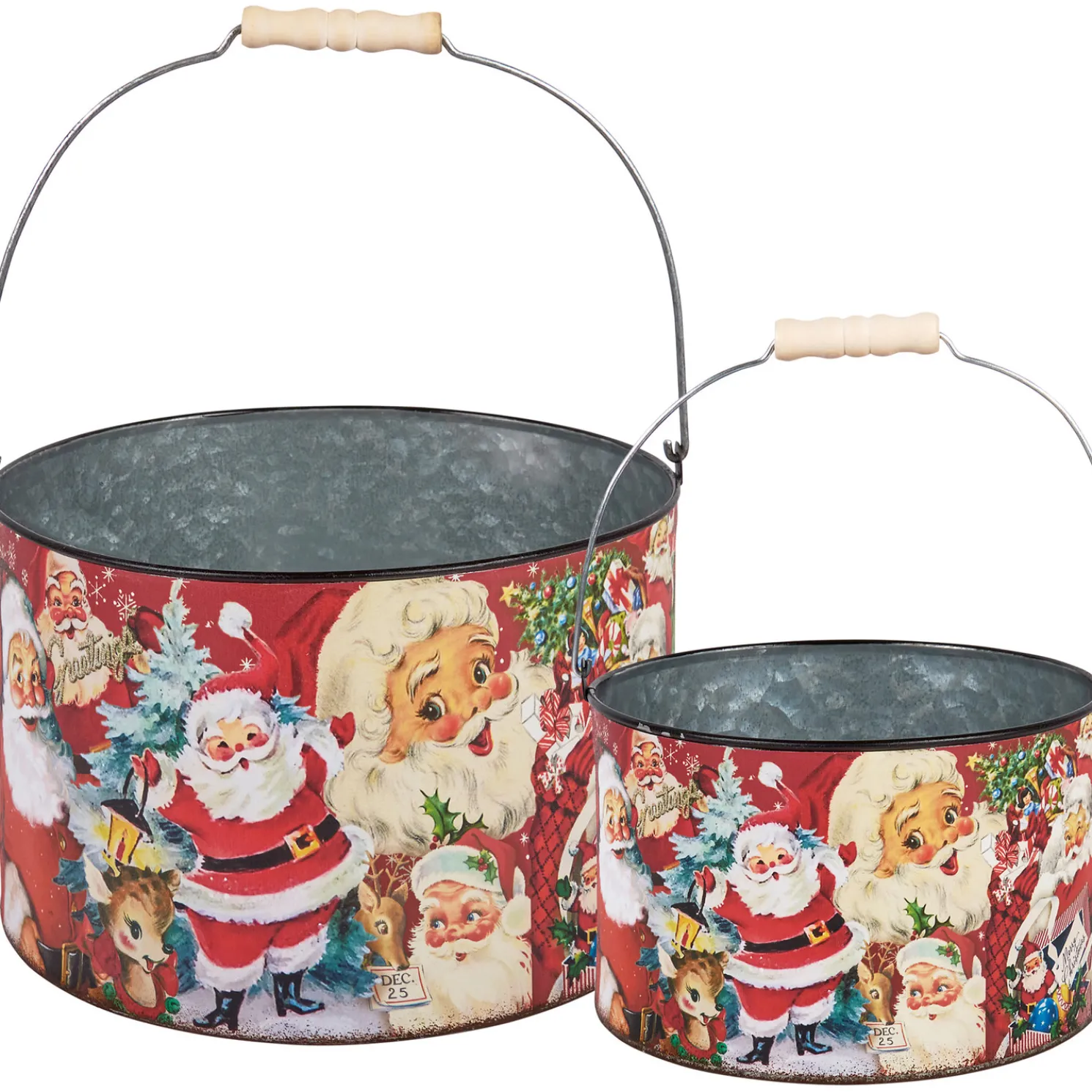Primitives By Kathy Set of 2 Vintage Christmas Buckets 115340
