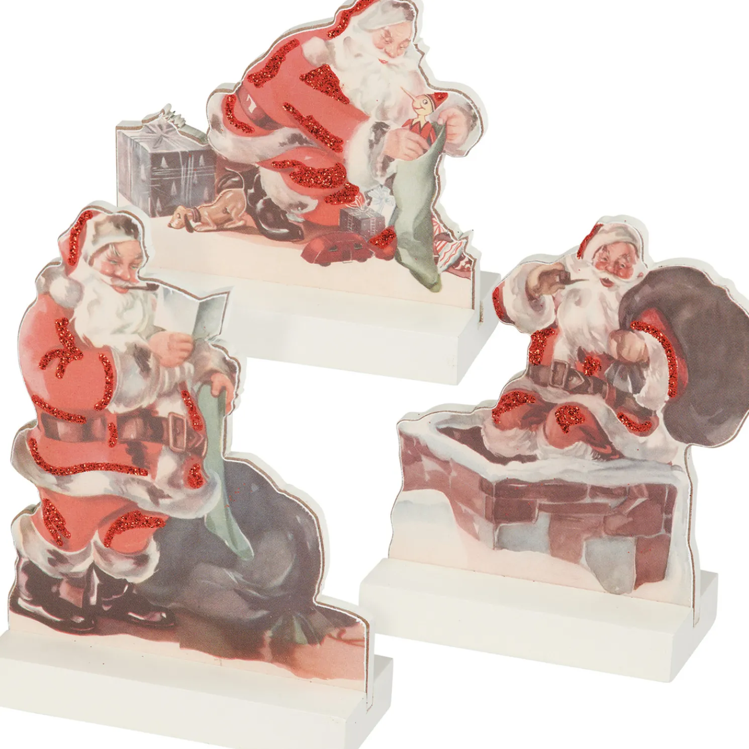 Primitives By Kathy Set of 3 Santa Claus Stand Up Signs 115318