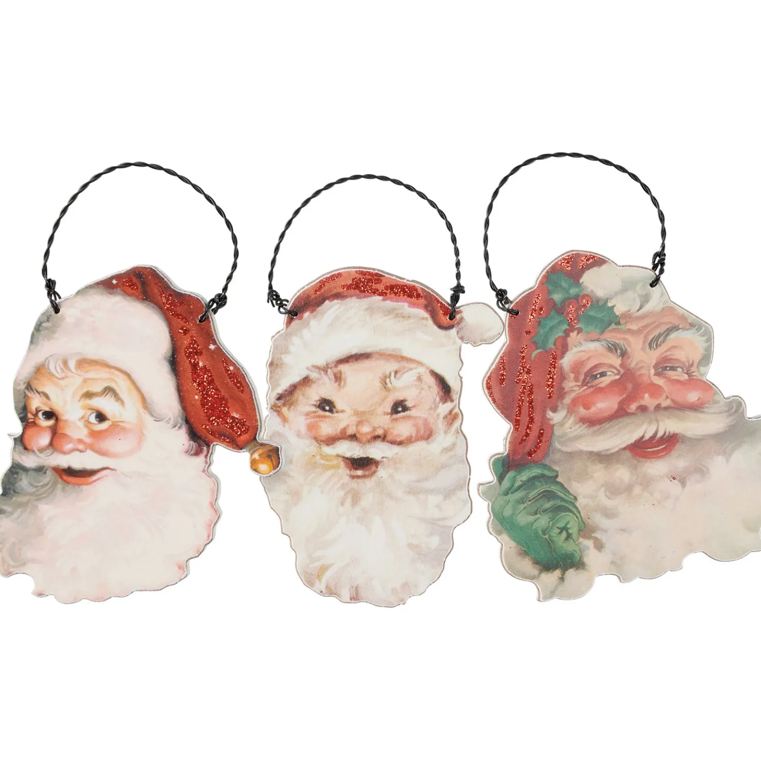 Primitives By Kathy Set of 3 Santa Claus Vintage Inspired Christmas Ornaments 115319