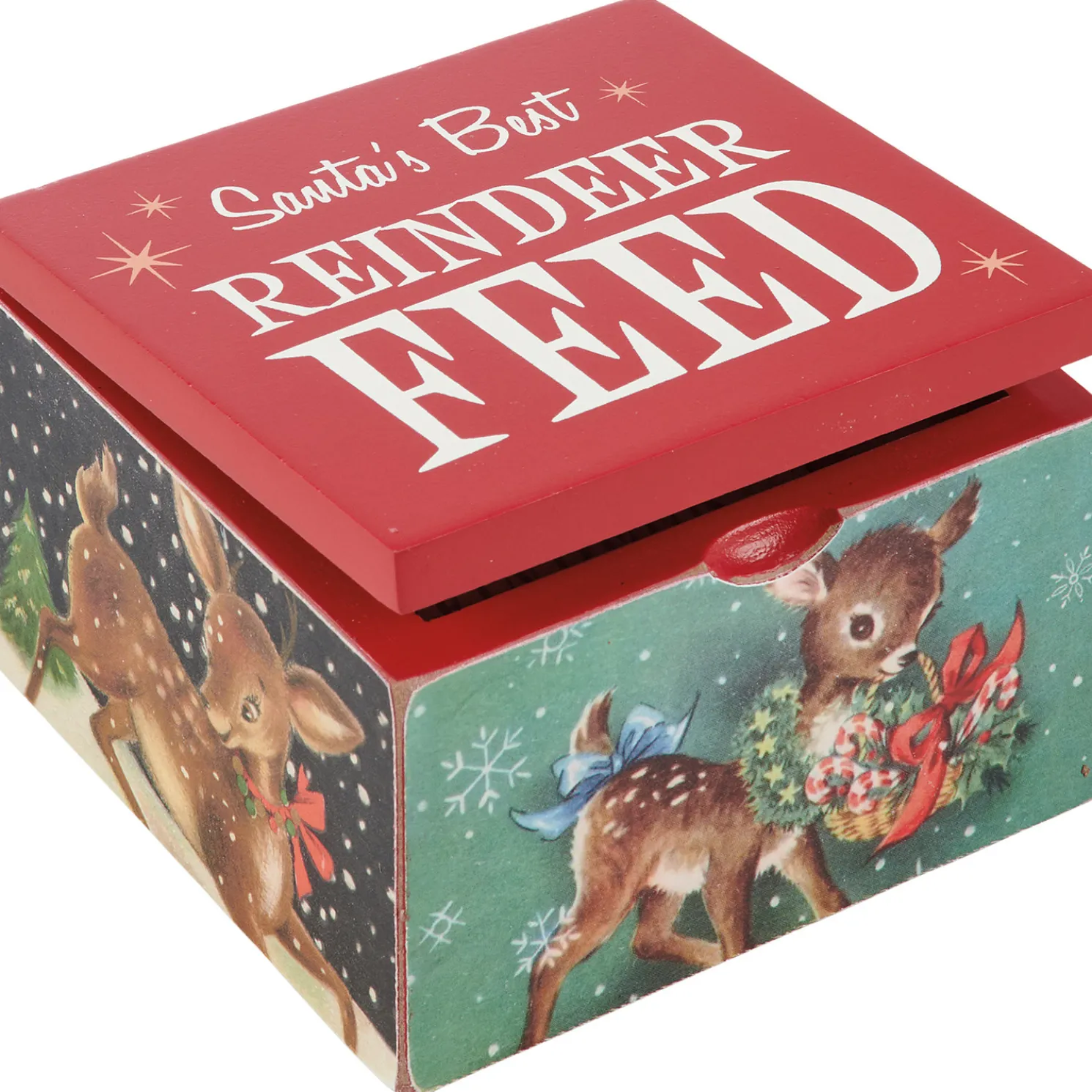 Primitives By Kathy Santa's Best Reindeer Feed Hinged Wooden Box Christmas Decoration 115353