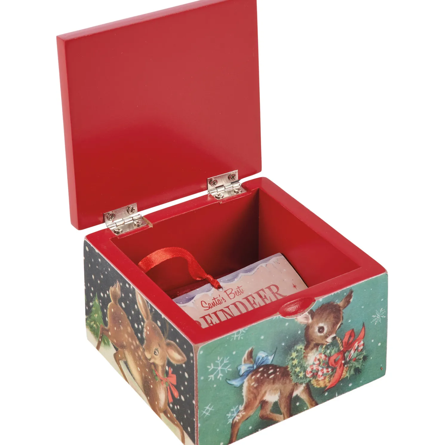 Primitives By Kathy Santa's Best Reindeer Feed Hinged Wooden Box Christmas Decoration 115353