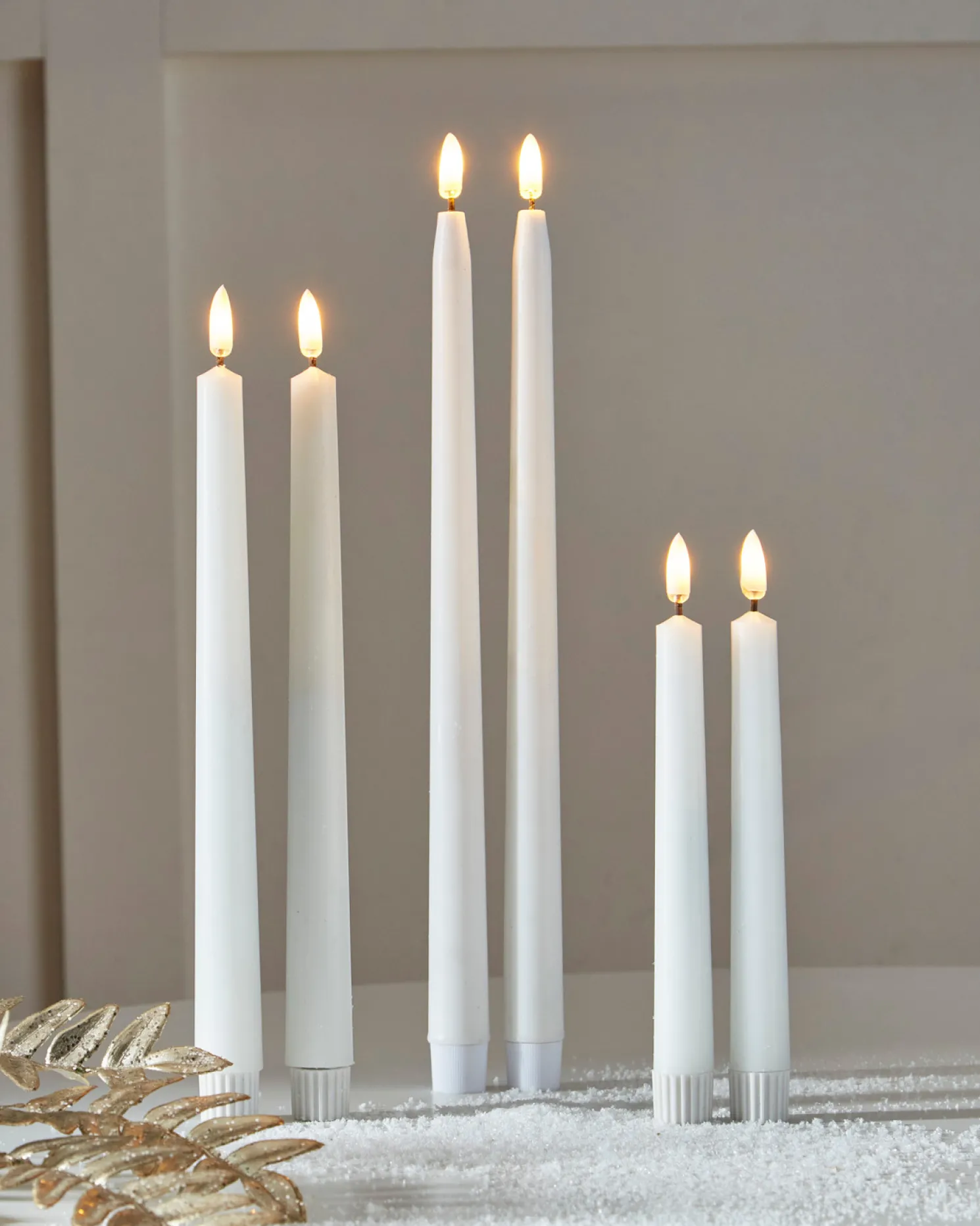 Raz 7", 10", 12.5" White Taper Candle Set of 2 Tapers