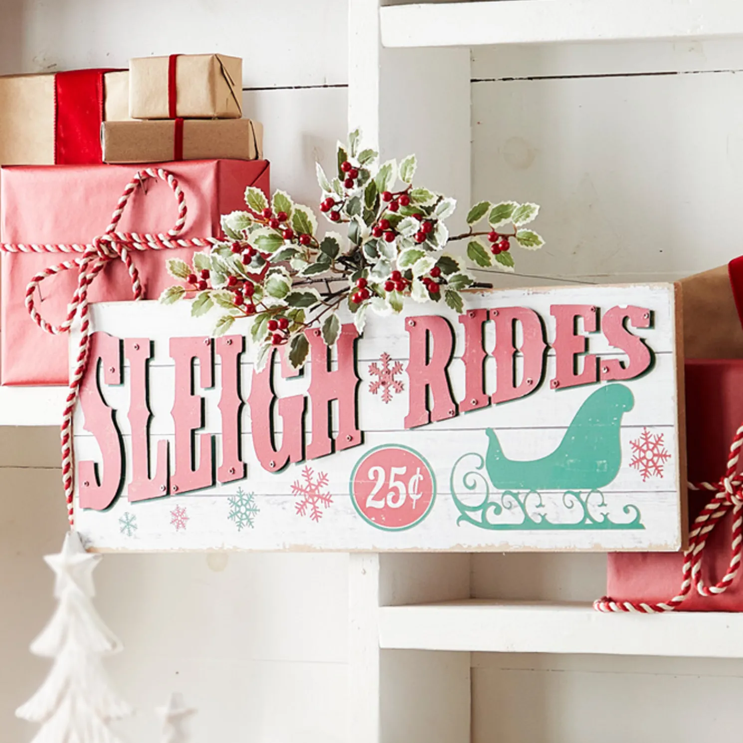 Raz 28" Sleigh Rides Christmas Wall Sign 4312375