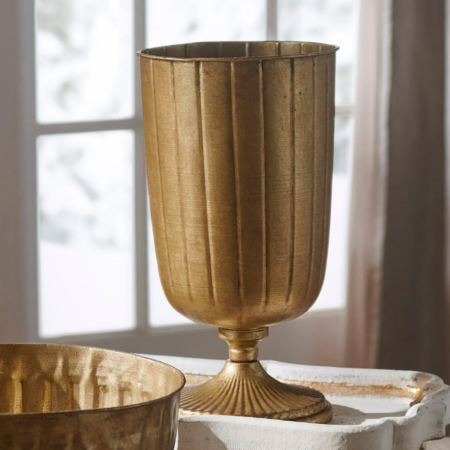 Raz 12" Antique Gold Metal Vase Christmas Decoration 4428124