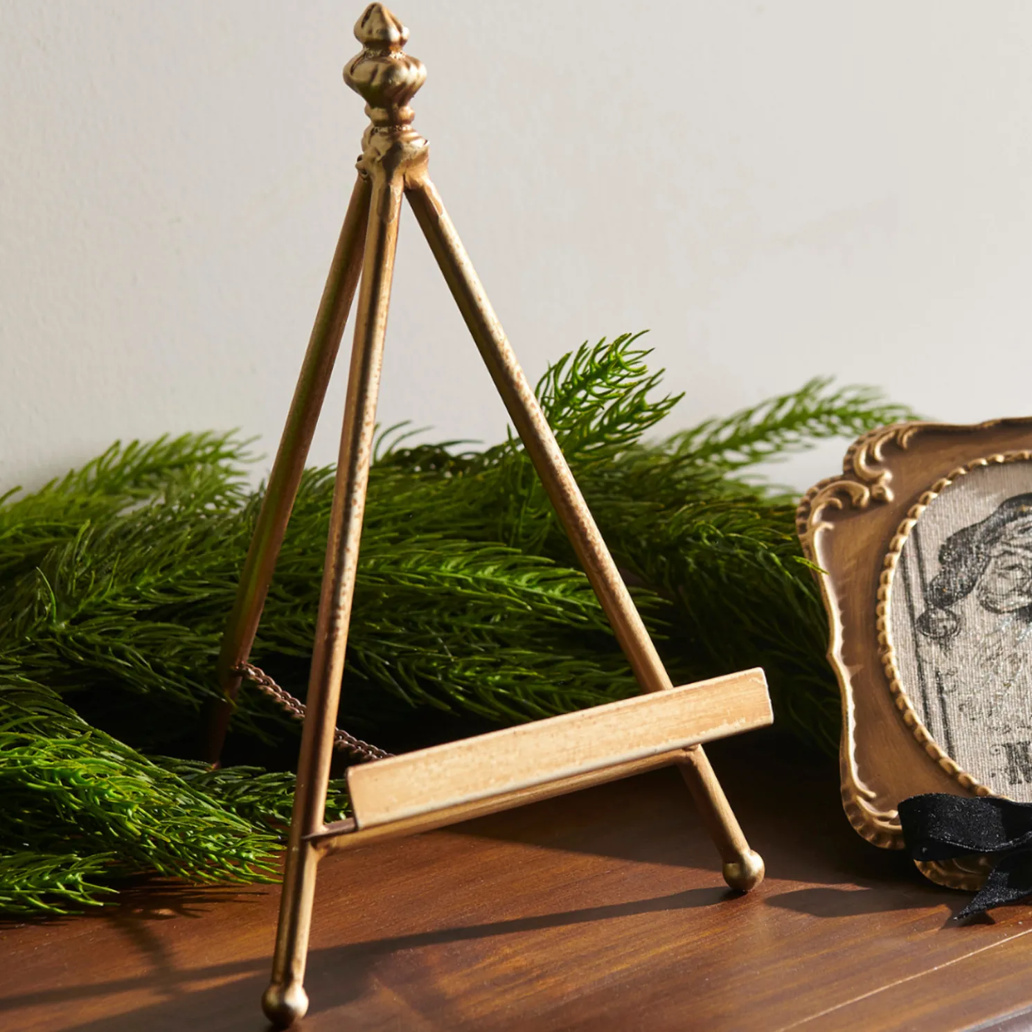 Raz 10" Antique Gold Easel Christmas Display 4521368