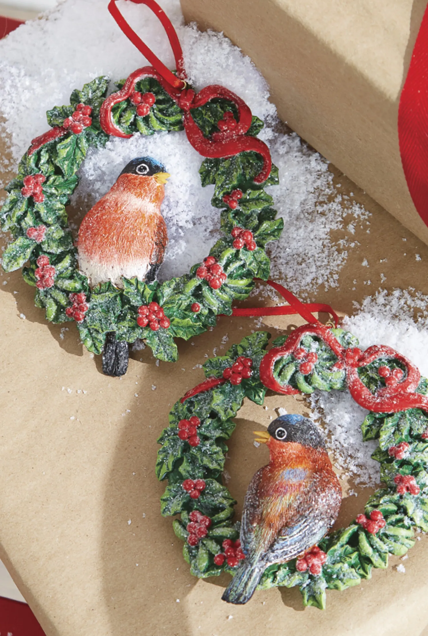 Raz 4.5" Bird in Wreath Christmas Ornament 4107015