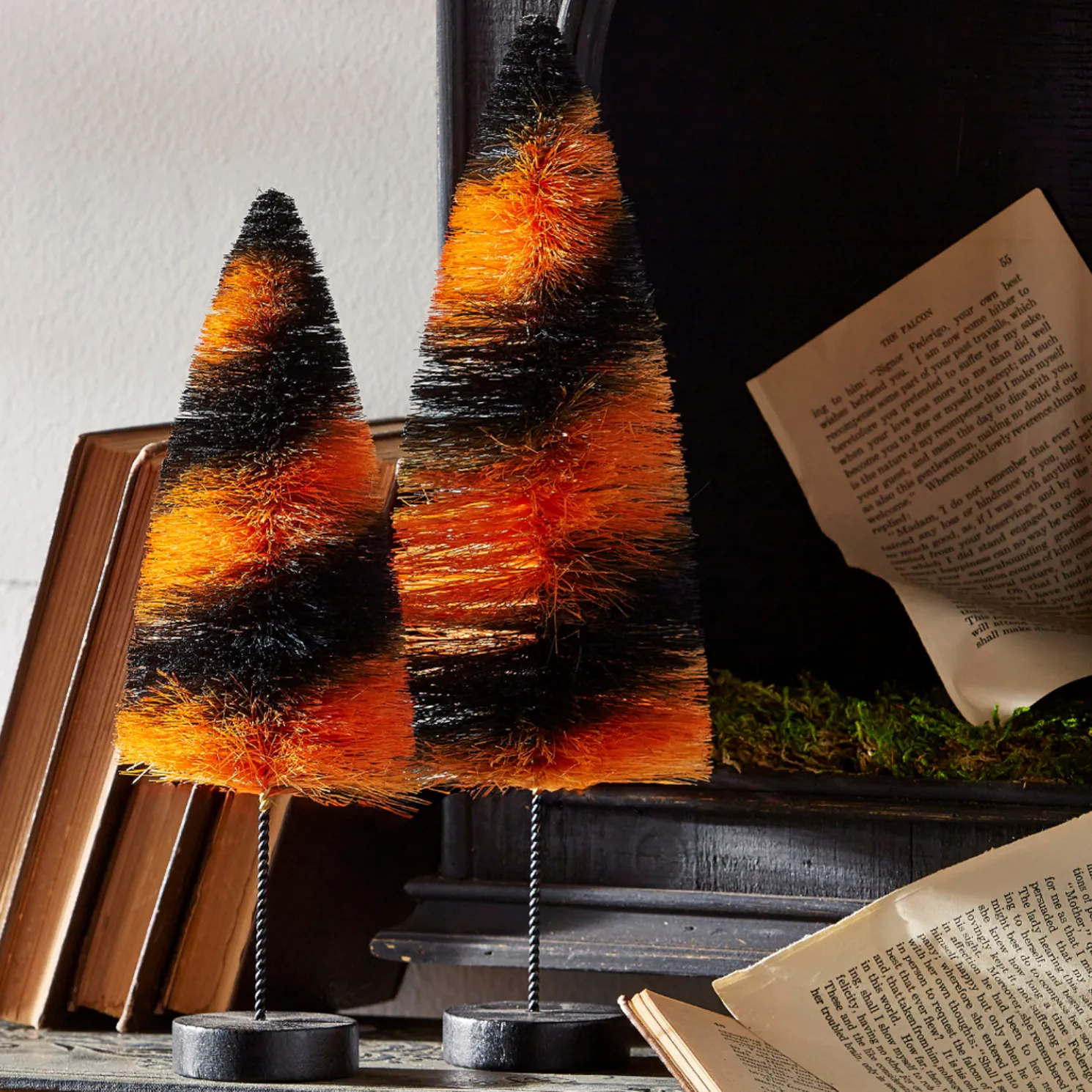 Raz 12" Black and Orange Bottle Brush Halloween Trees 4420025