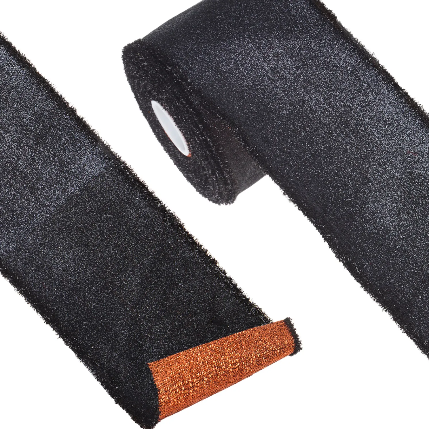 Raz 4" Black and Orange Double Sided Glitter Wired Halloween Ribbon R4271760