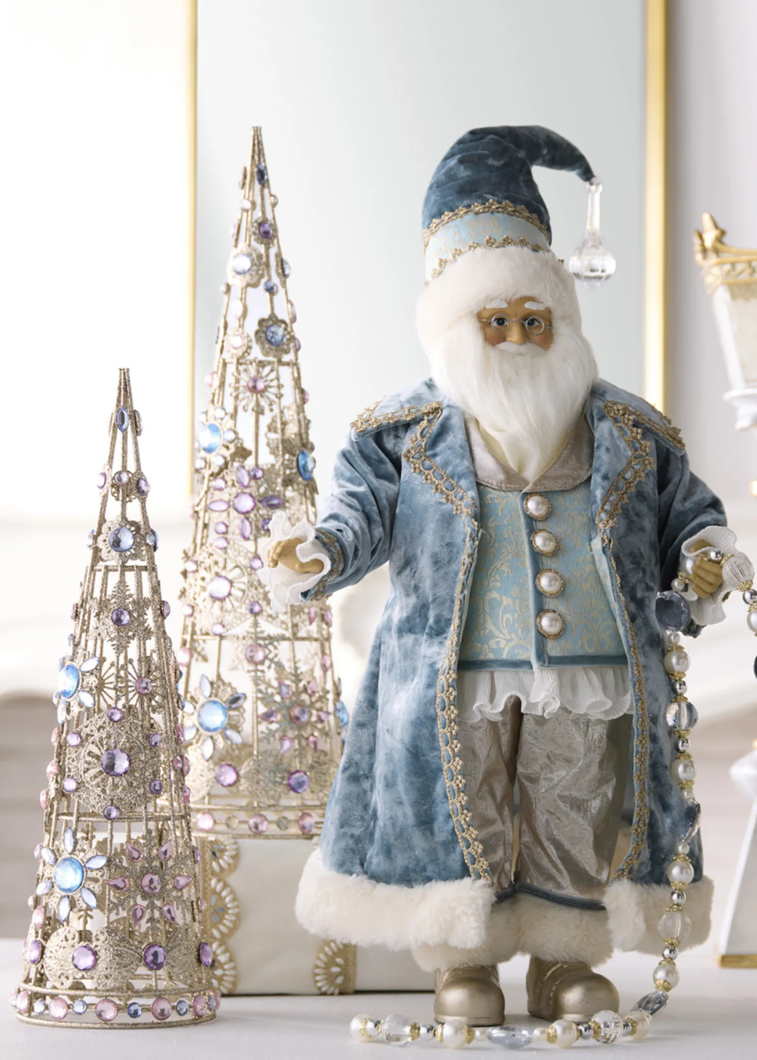 Raz 18" Blue Victorian Santa Christmas Figure 4515541
