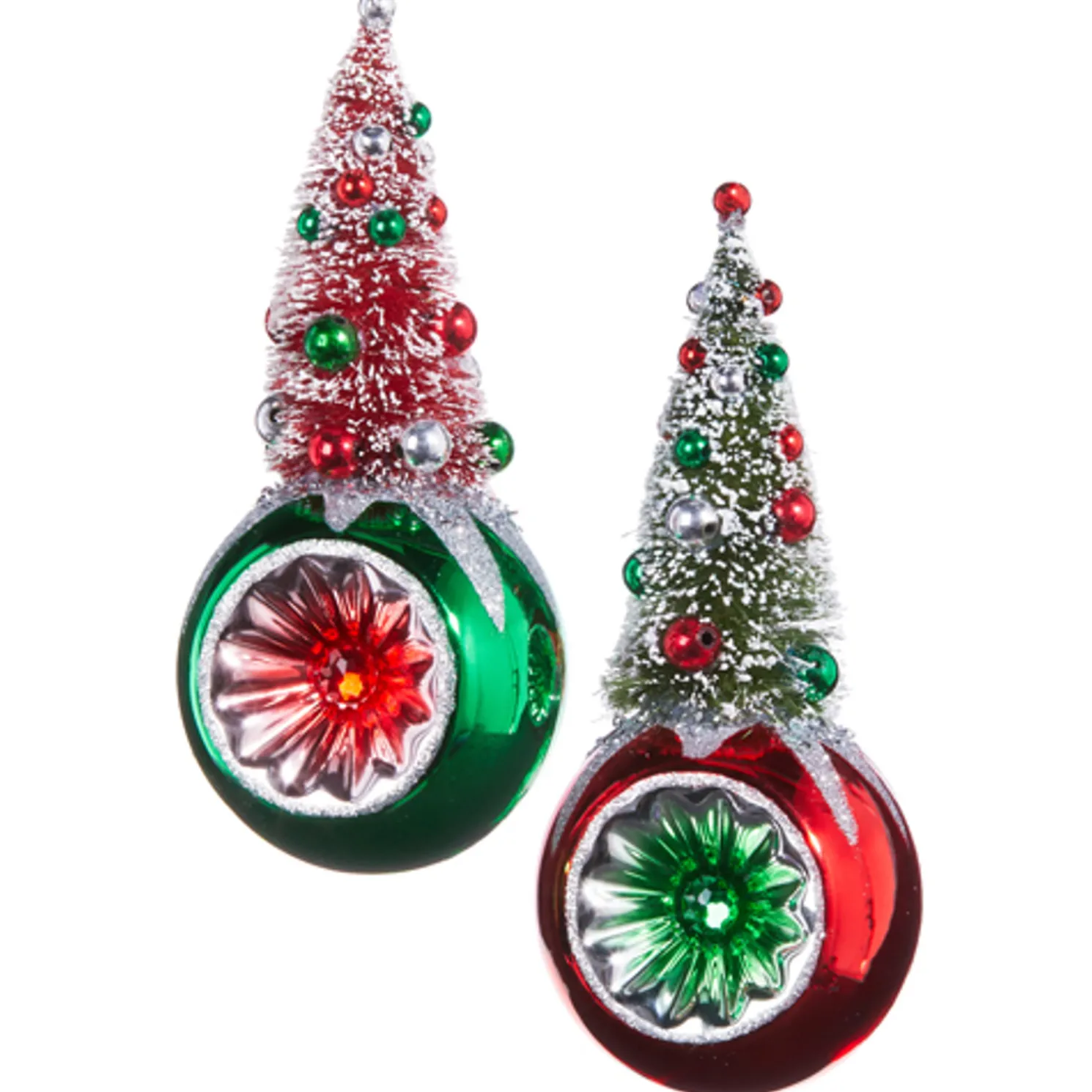 Raz 7.25" Bottle Brush Tree Reflector Glass Christmas Ornament 4352870