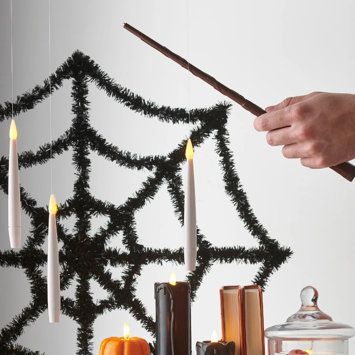 Raz 5" Box of 12 Magic Floating Halloween Candles with Wand Set 4559469