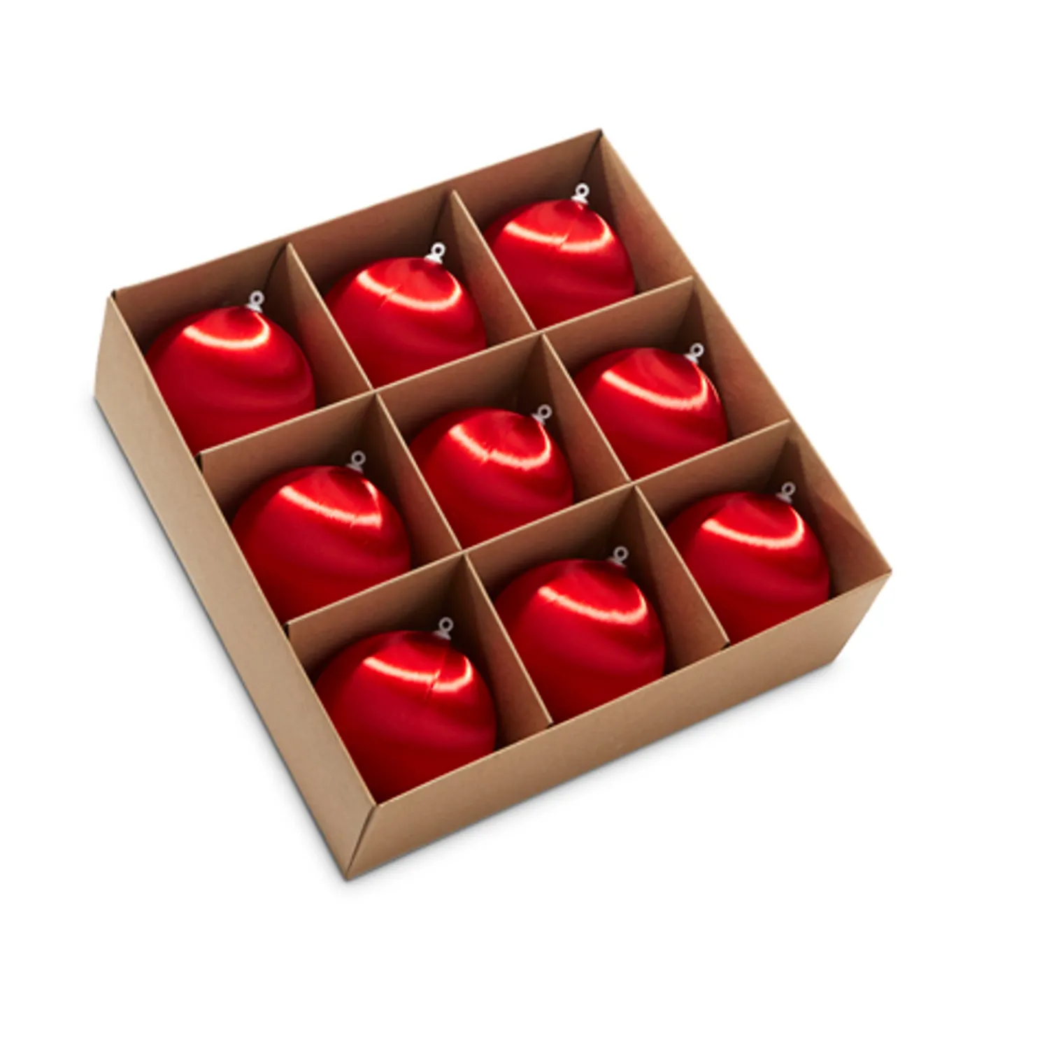 Raz 3" Box of 9 Red Satin Ball Christmas Ornaments 4332729