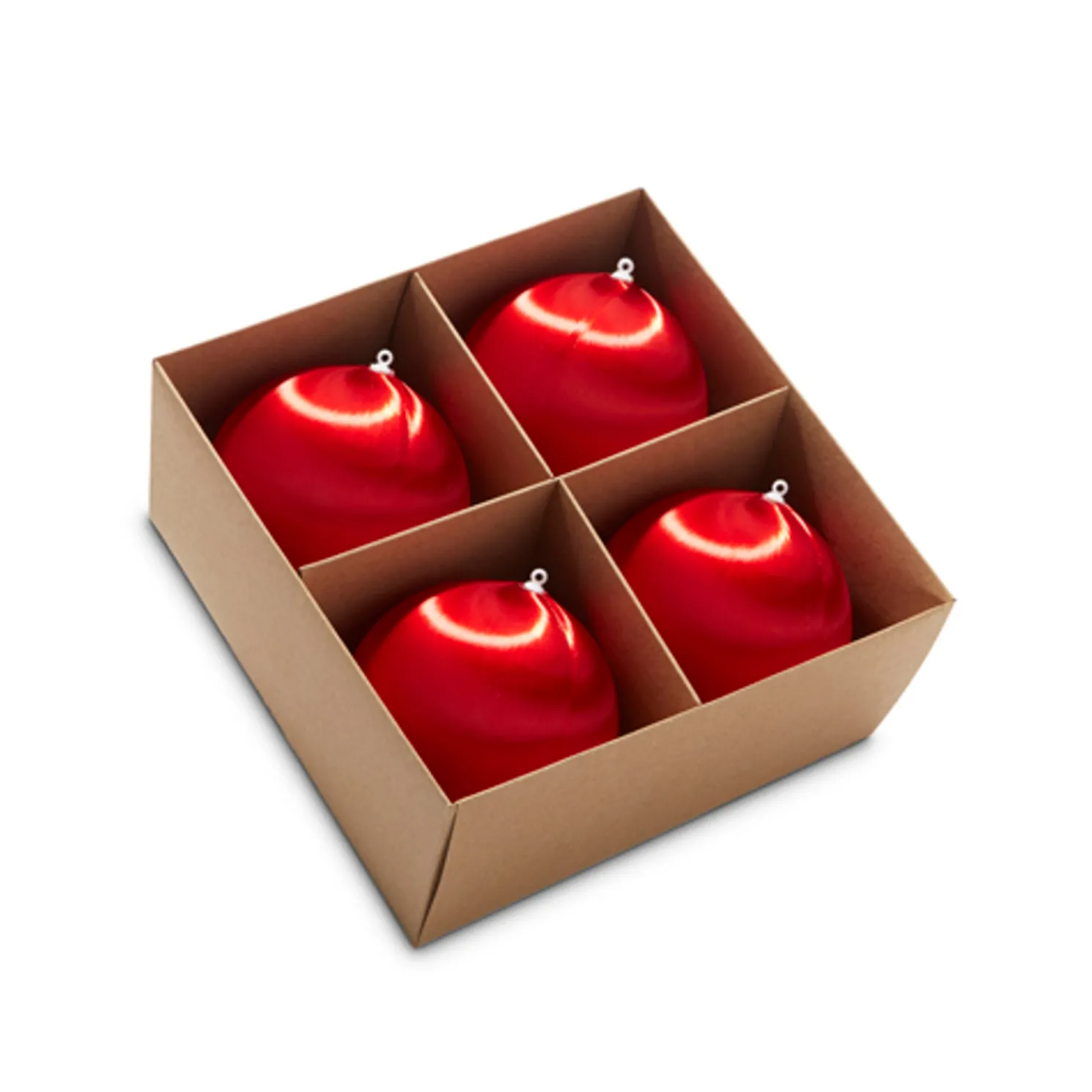 Raz 4" Box of 4 Red Satin Ball Vintage Inspired Christmas Ornaments 4332732