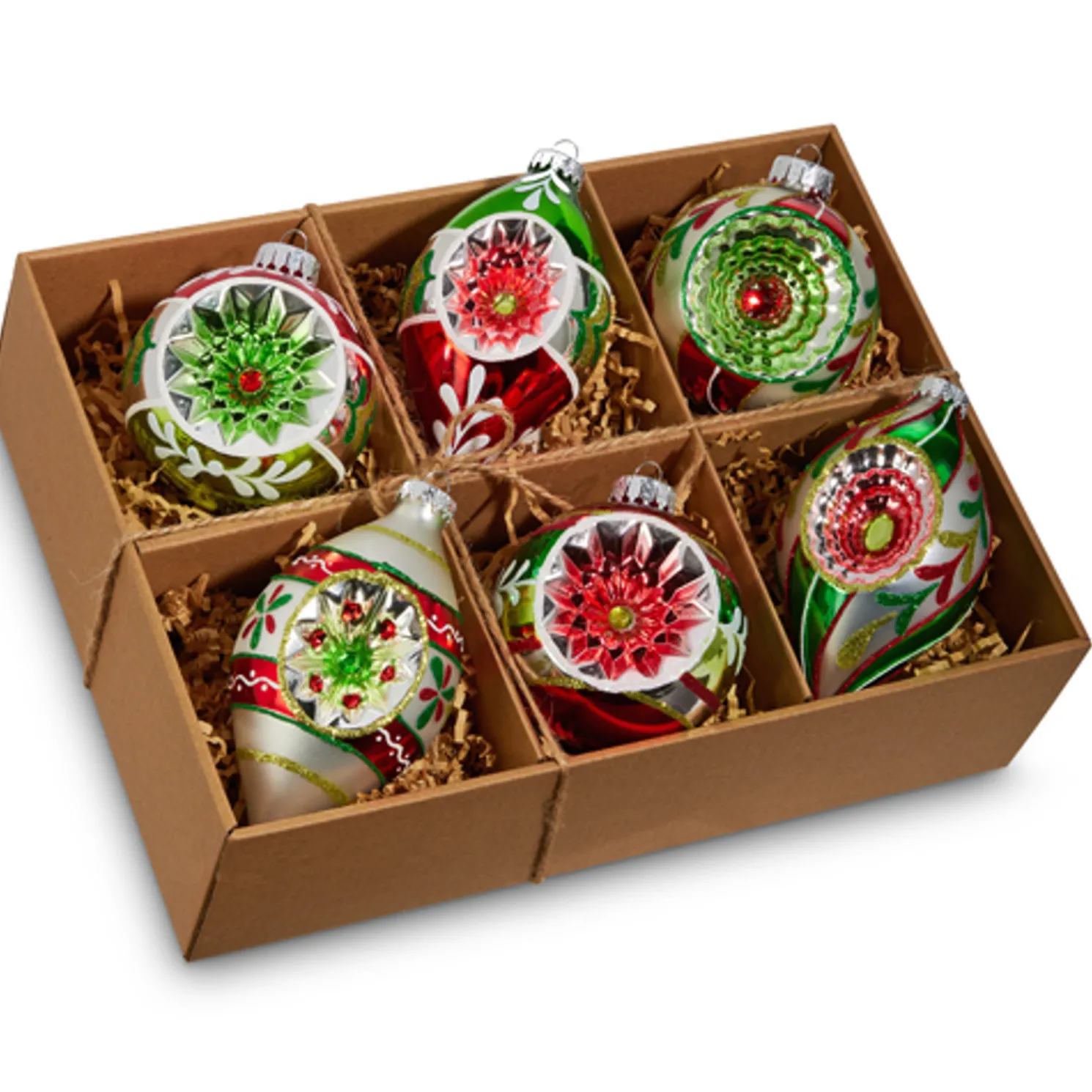 Raz 3" Box of Vintage Reflector Glass Christmas Ornament 4452860