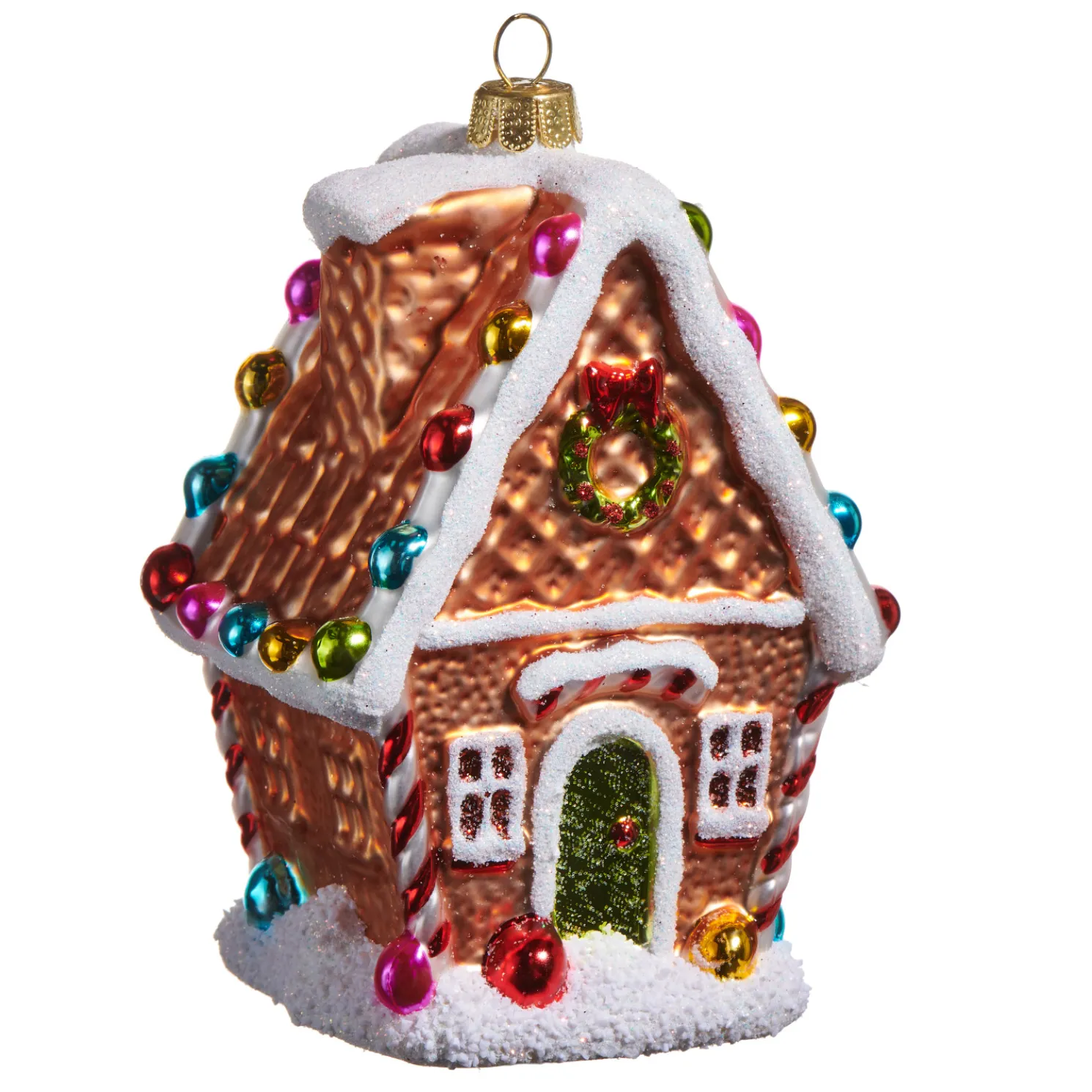 Raz 4.7" Brown Gingerbread House Glass Christmas Ornament 4552920
