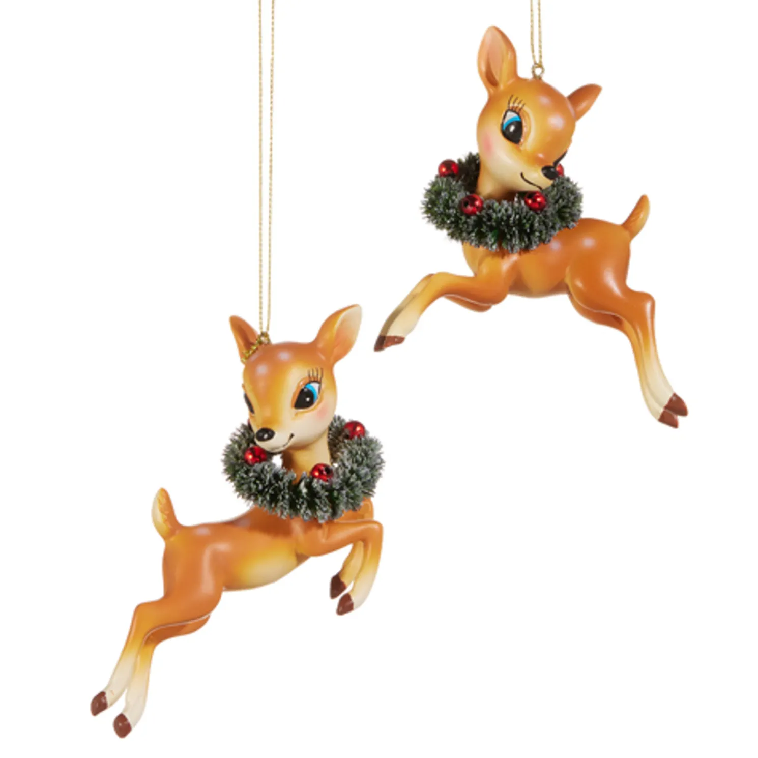 Raz 4.5" Brown Vintage Deer Christmas Ornament Set of 2 4520078