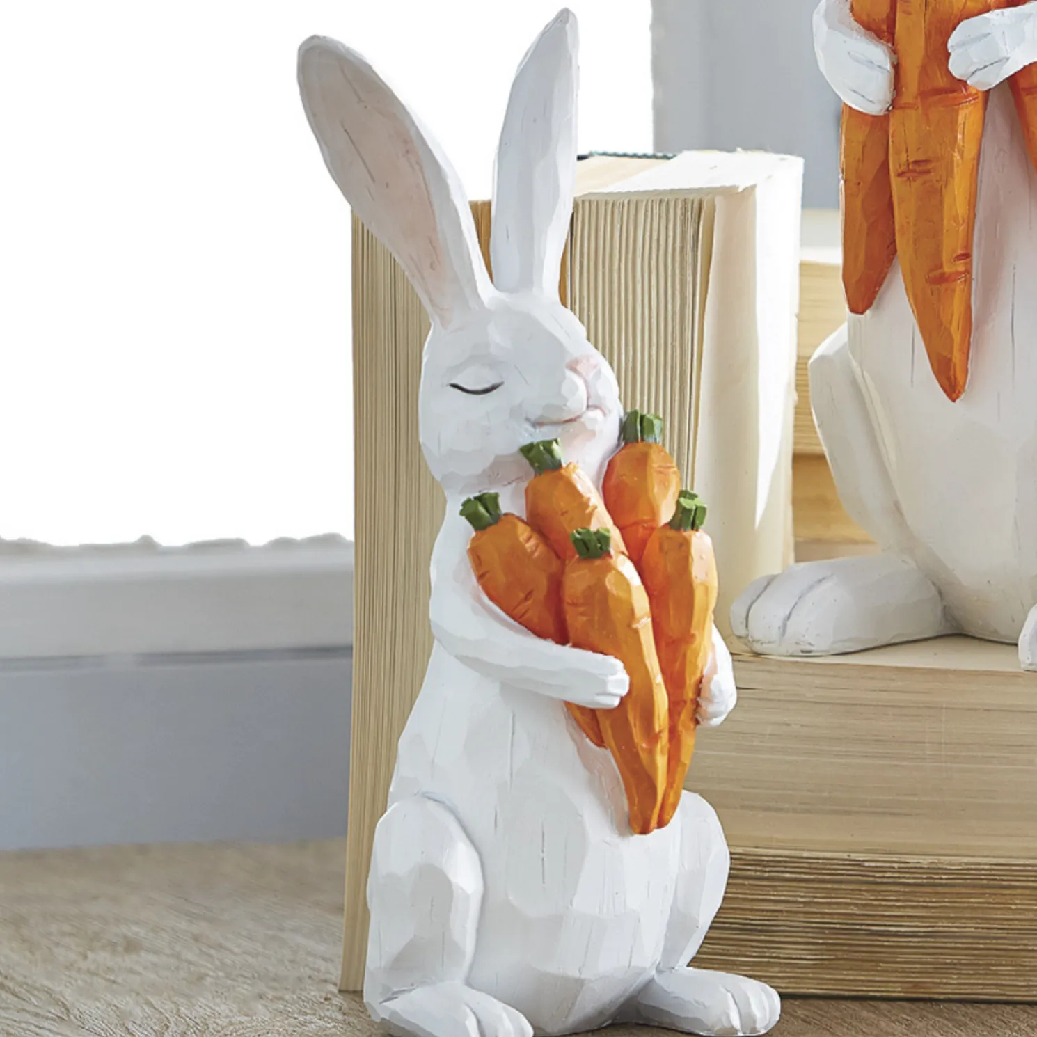Raz 11.5" Bunny Holding Carrot Bundle Easter Figure 4311058