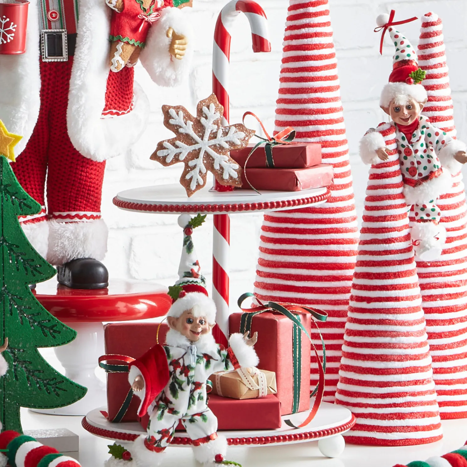 Raz 17" Candy Cane Tiered Stand Christmas Decoration 4525951