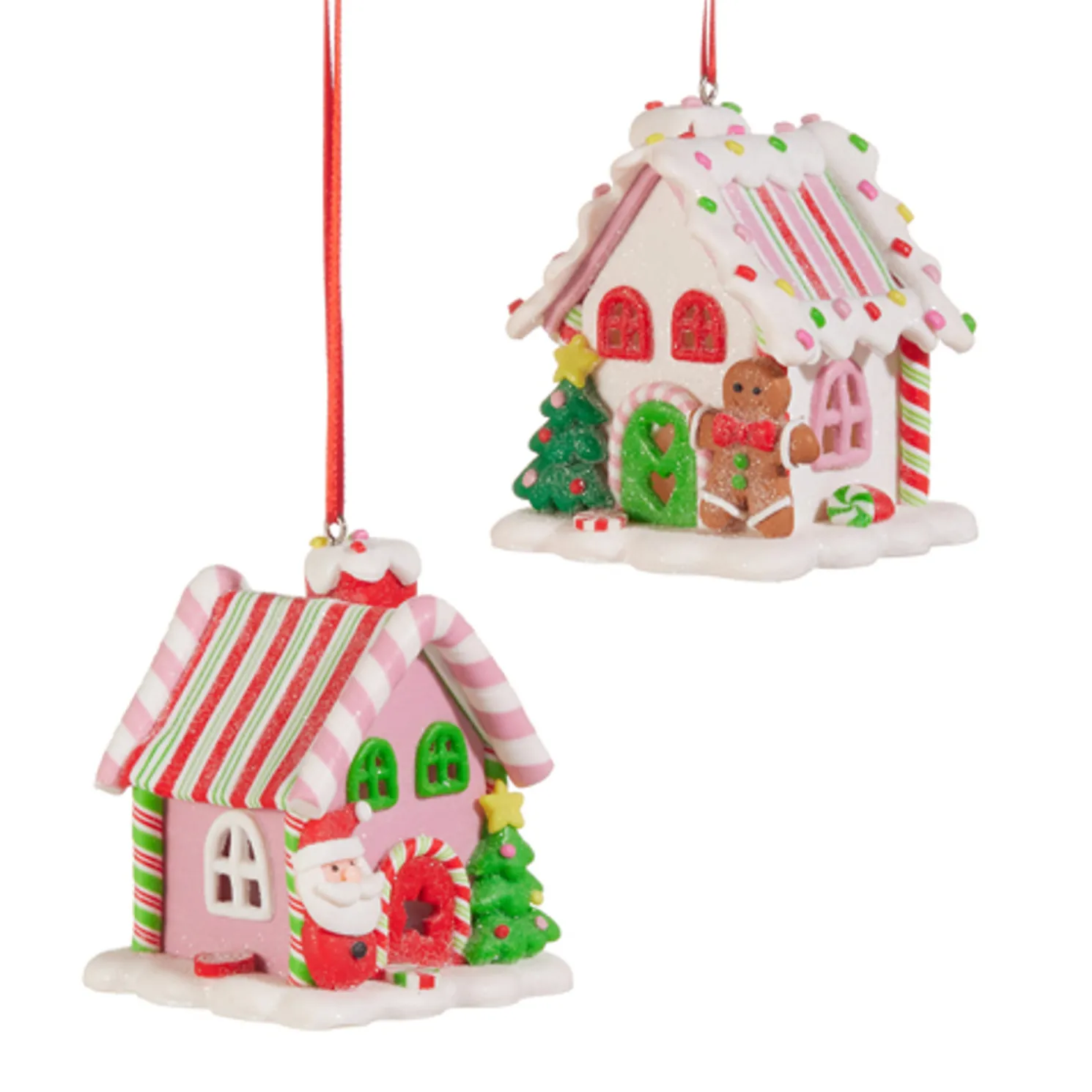 Raz 2.75" Candy Gingerbread Tree Christmas Ornament Set of 2 4520042