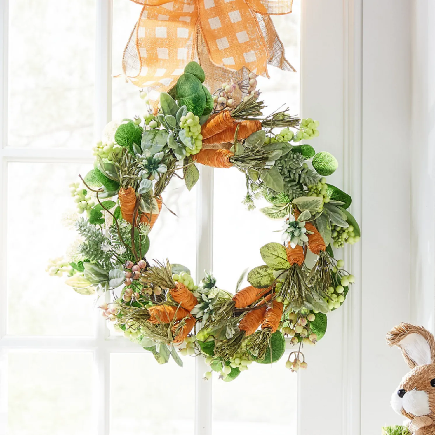 Raz 22" Carrot Mixed Greenery and Berries Easter Wreath W4402059