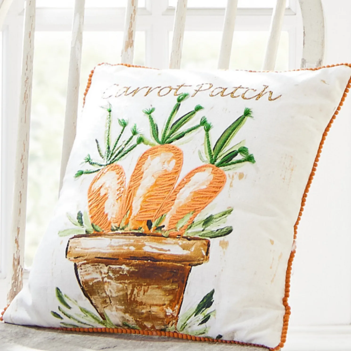 Raz 14" Carrot Patch Easter Pillow 4419321