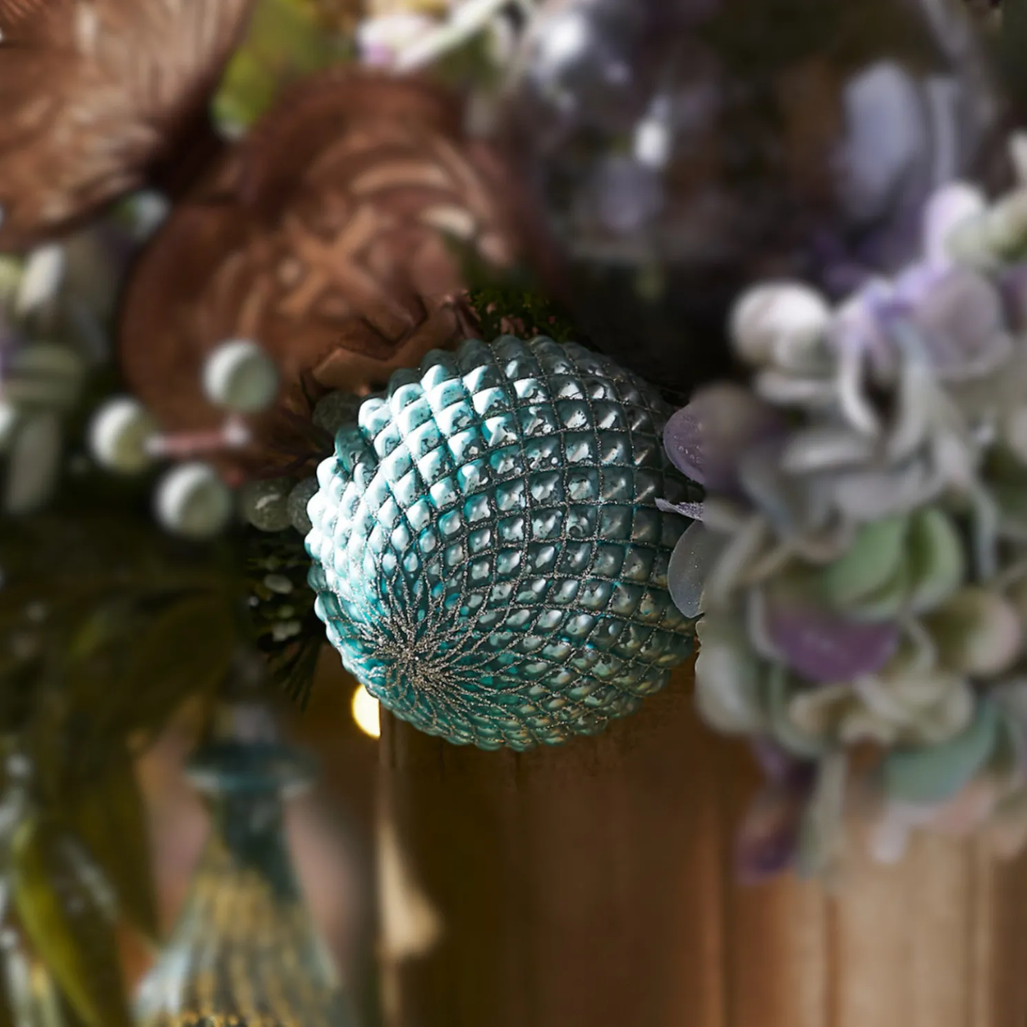 Raz 4" Cerulean Blue Quilted Glass Ball Christmas Ornament 4422947