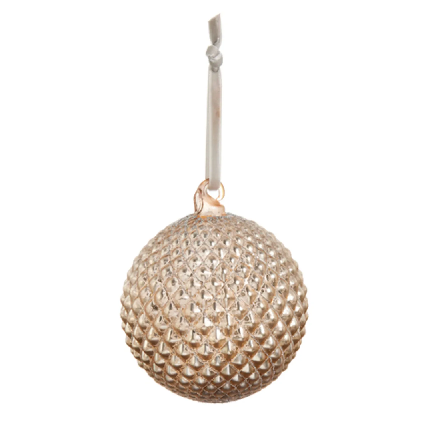 Raz 4" Champagne Quilted Glass Ball Christmas Ornament 4422946