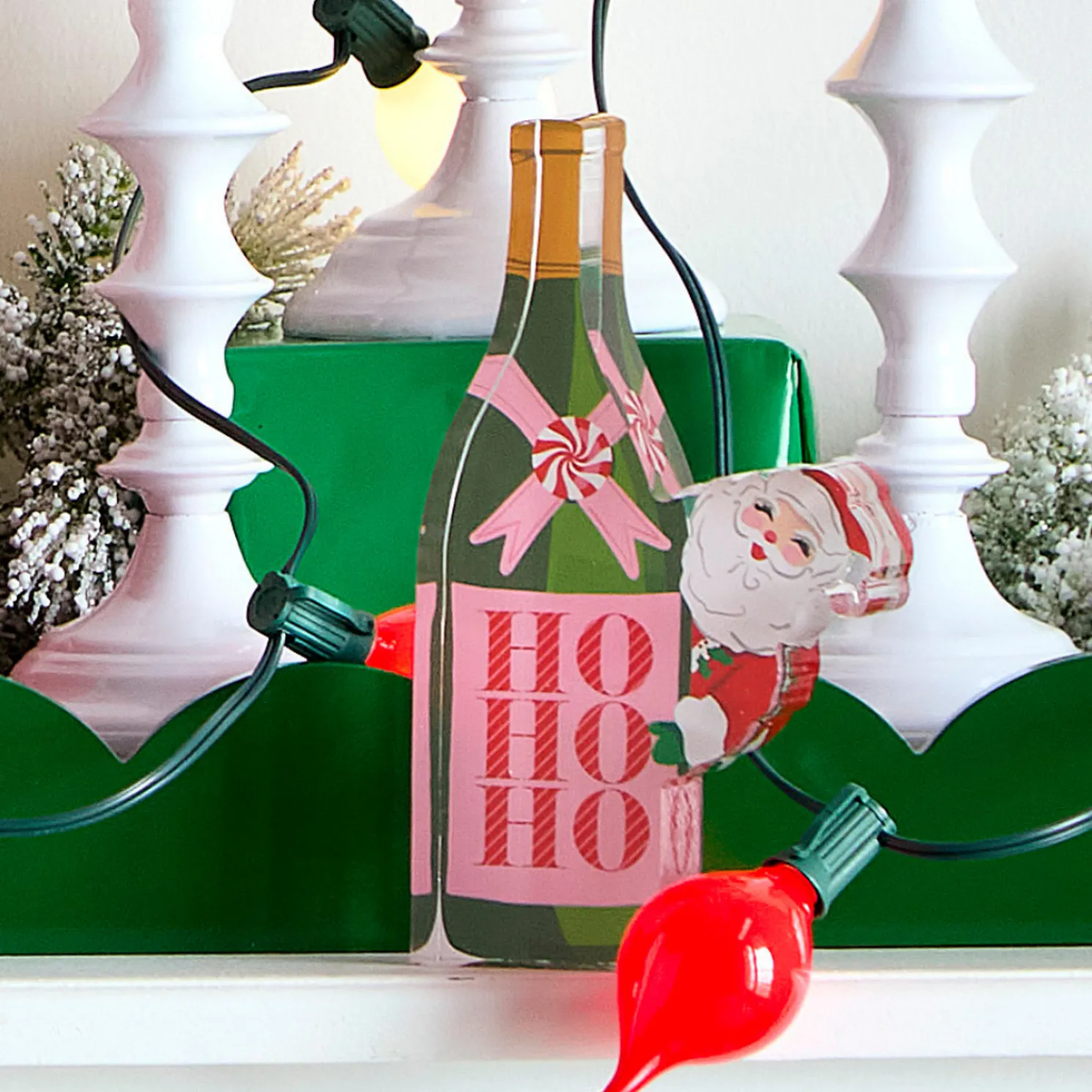 Raz 8" Christmas Cheer Champagne Bottle Acrylic Cut Out Sign Decoration 4528121