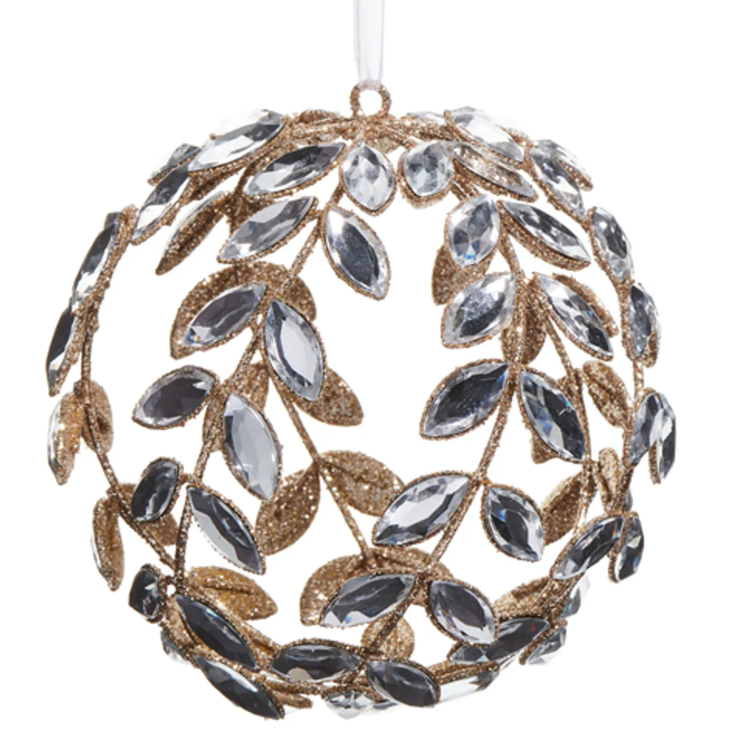 Raz 4.5" Clear Jeweled Vine Ball Christmas Ornament 4513552