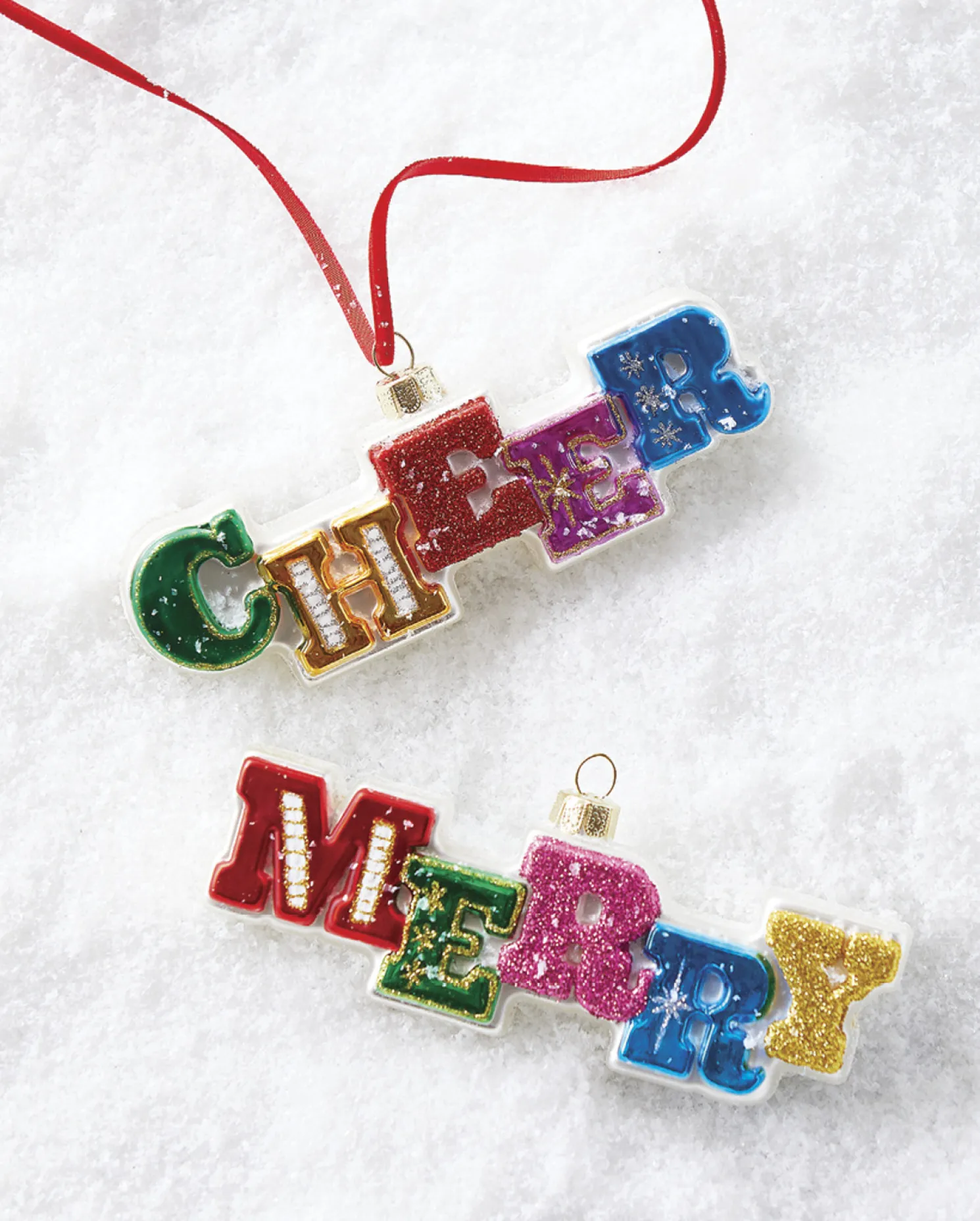 Raz 5.5" Colorful Cheer or Merry Glass Christmas Ornament 4152856