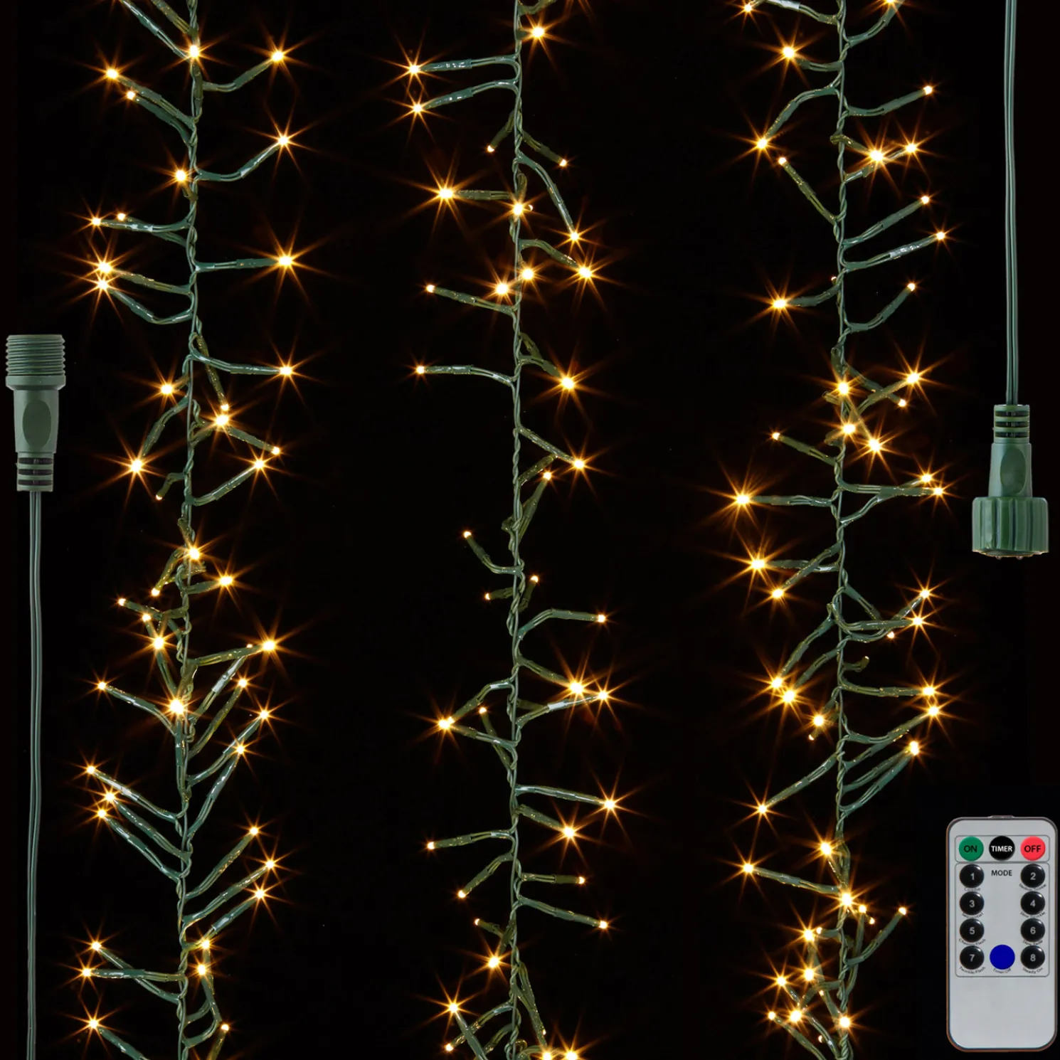 Raz 49.5' Connectable Compact Cluster Garland Green Wire with White Lights L4137019