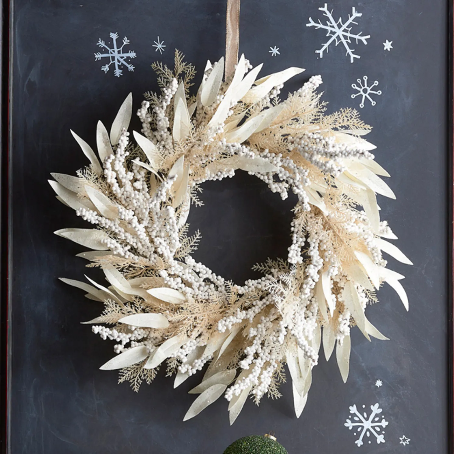 Raz 24" Cream Cedar and Laurel Leaf Christmas Wreath W4306696