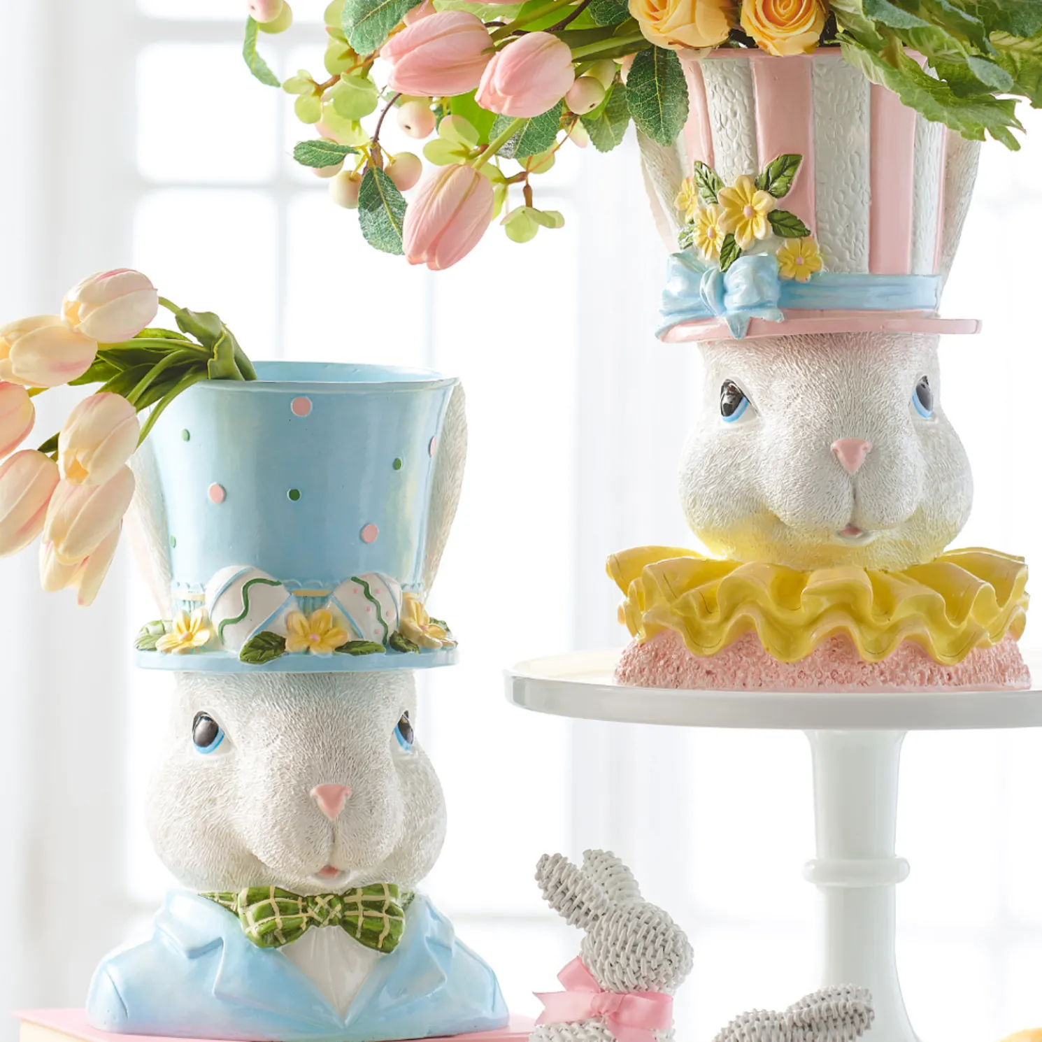 Raz 11.5" Dapper Bunny Head Planter Easter Decoration 4510208