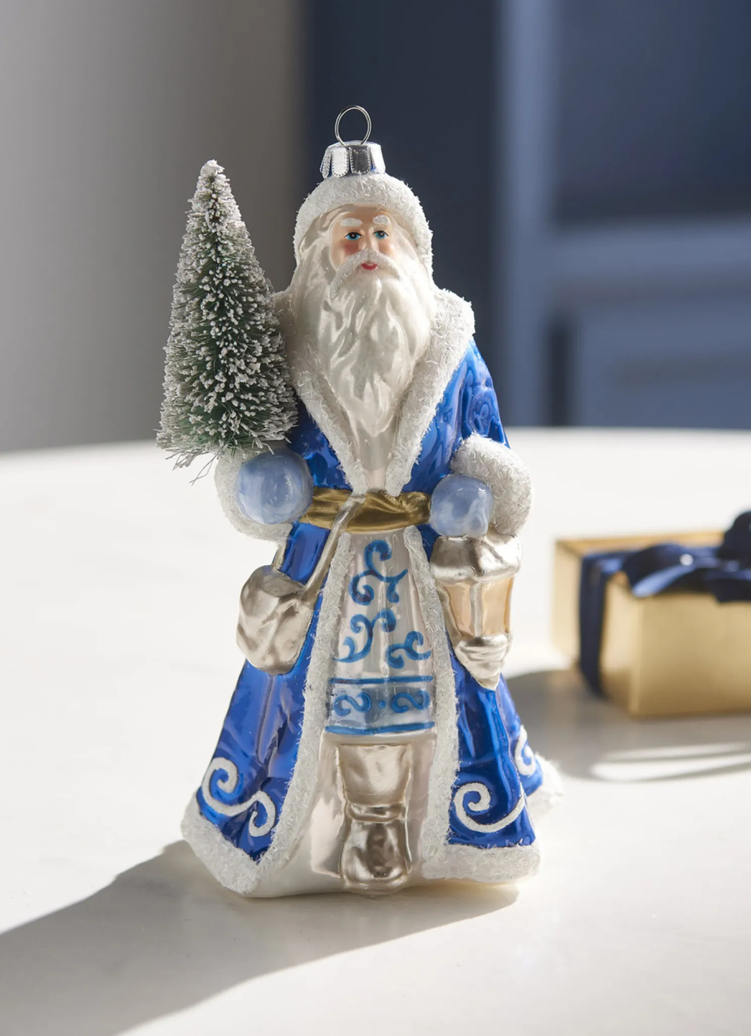 Raz 7" Delft Santa with Tree Ornament 4352894