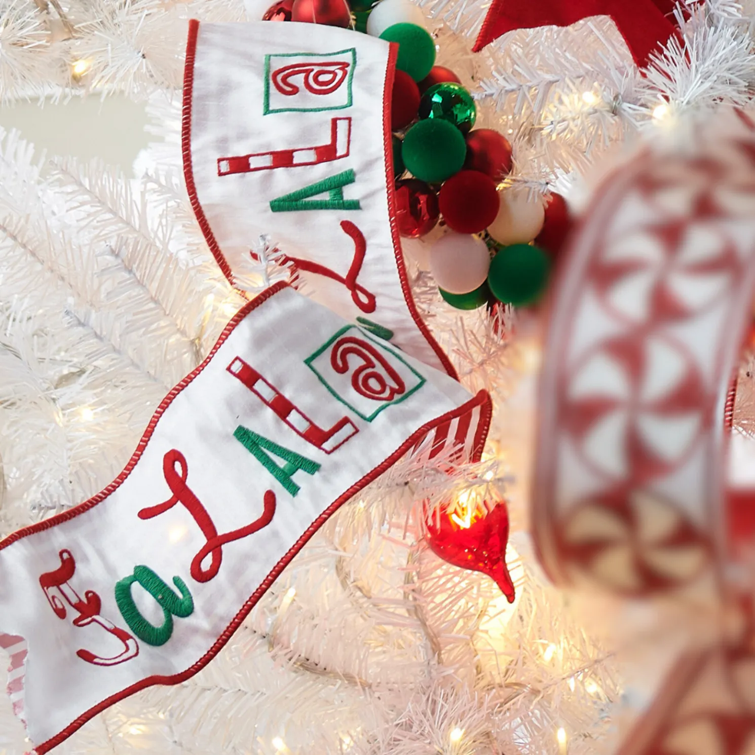 Raz 4" Fa La La Double Sided Wired Christmas Ribbon R4527777