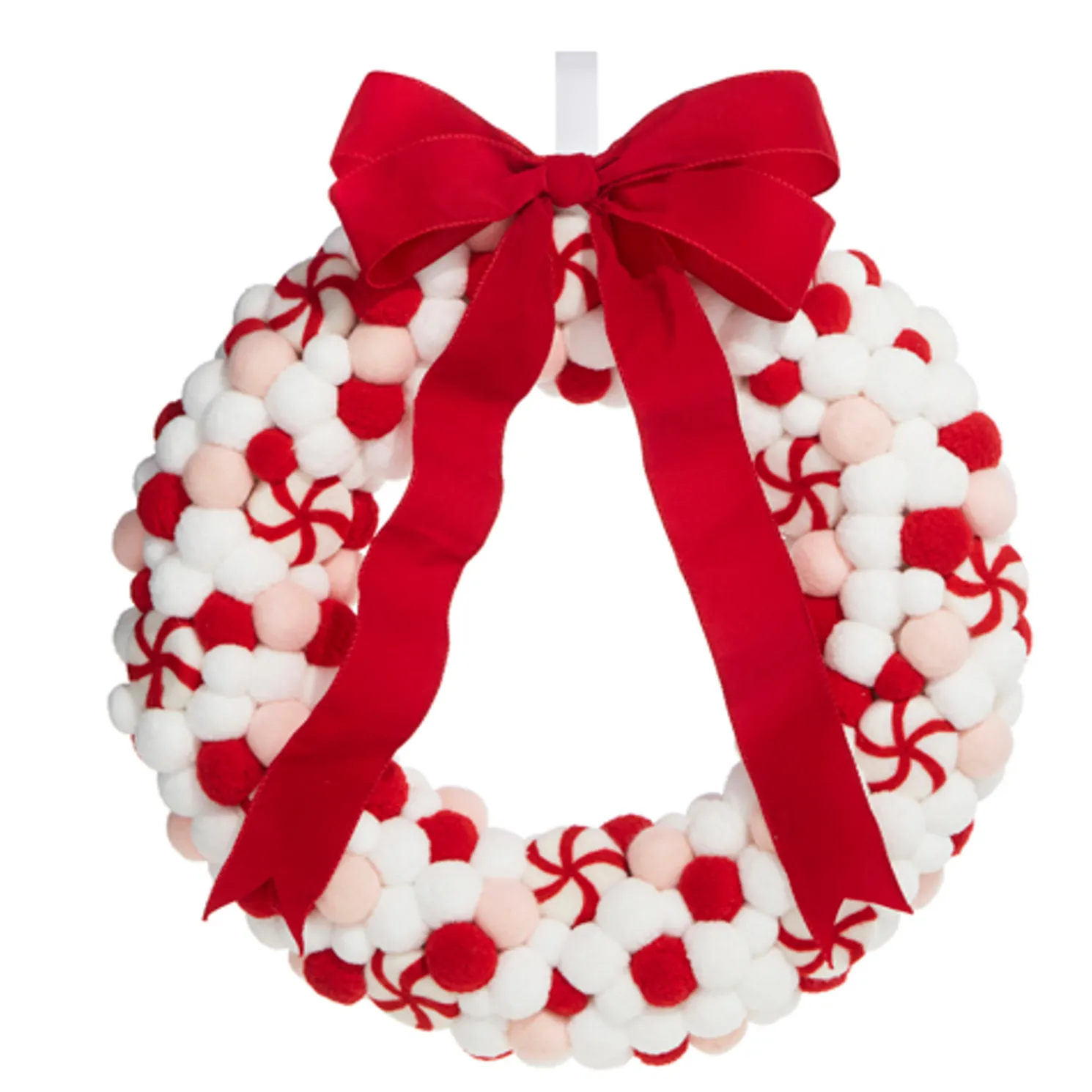 Raz 22" Felt Peppermint Pink Christmas Wreath W4316238