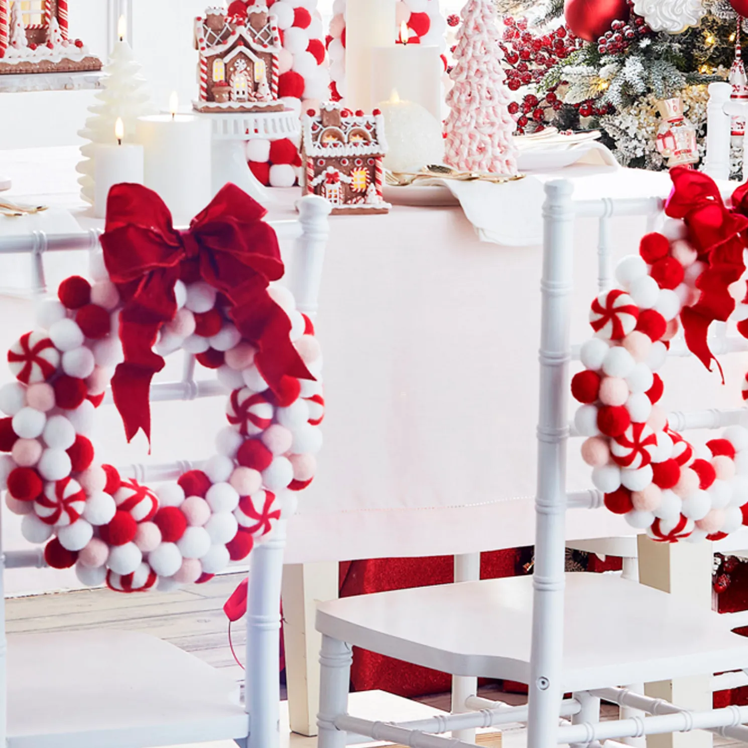 Raz 13" Felt Peppermint Pink Christmas Wreath W4316416