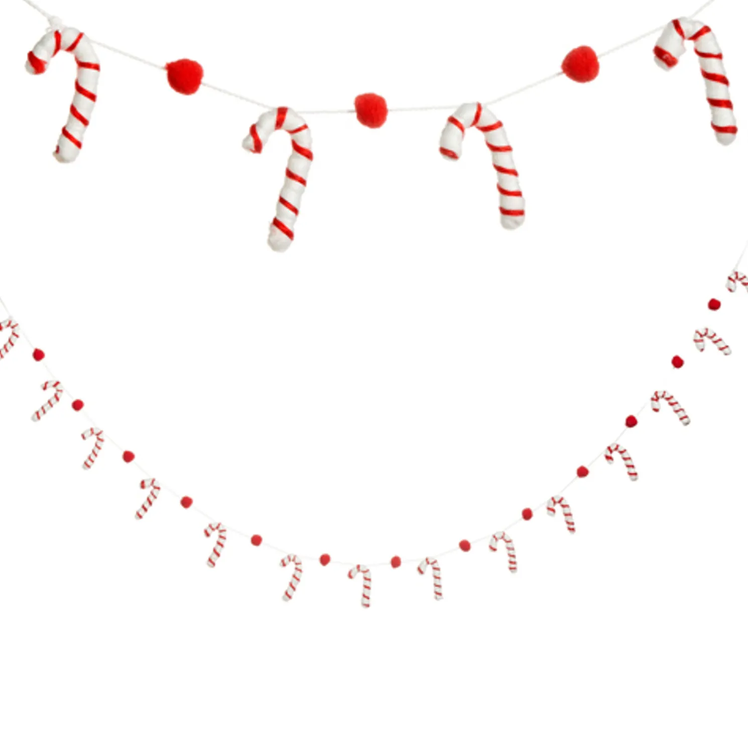 Raz 5.5' Felt Red and White Candy Cane Christmas Tree Garland G4319036