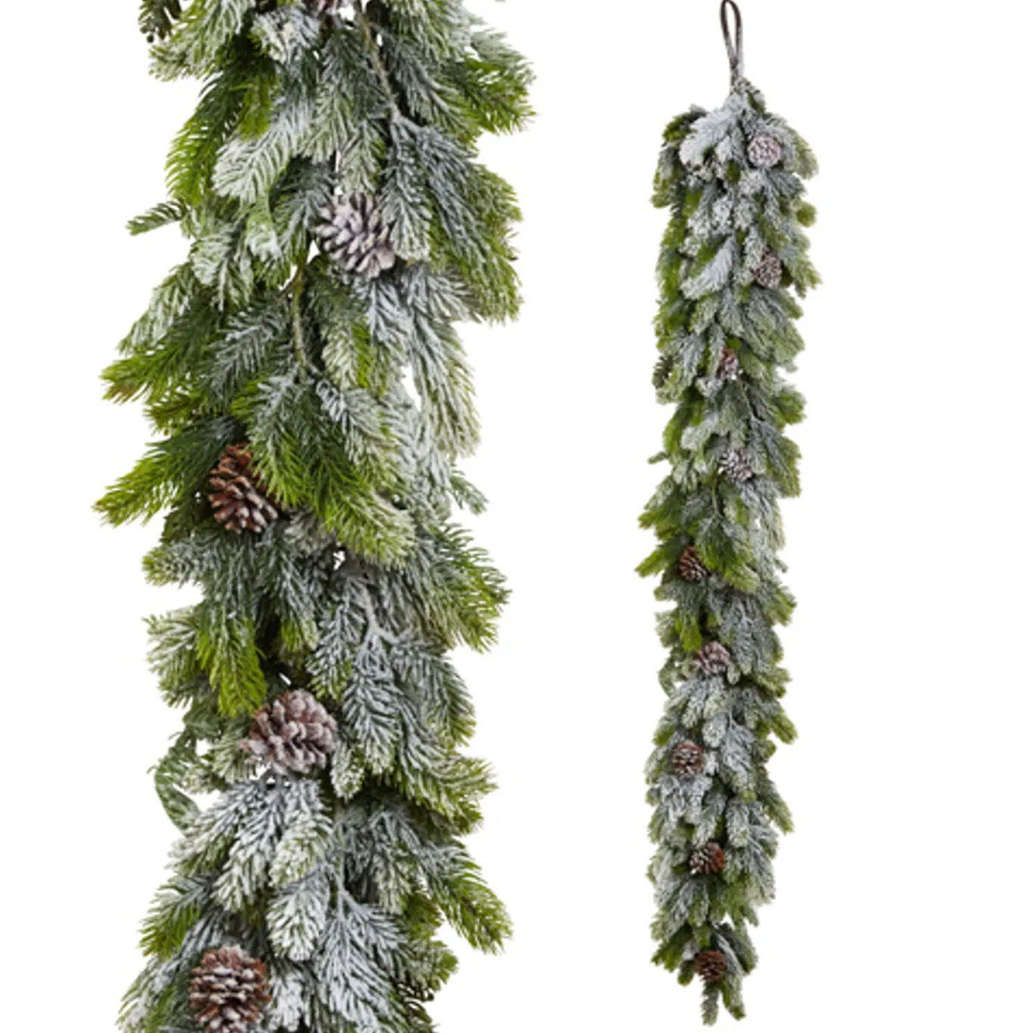 Raz 5.5' Flocked Real Feel Pine and Pinecone Christmas Garland G4441753