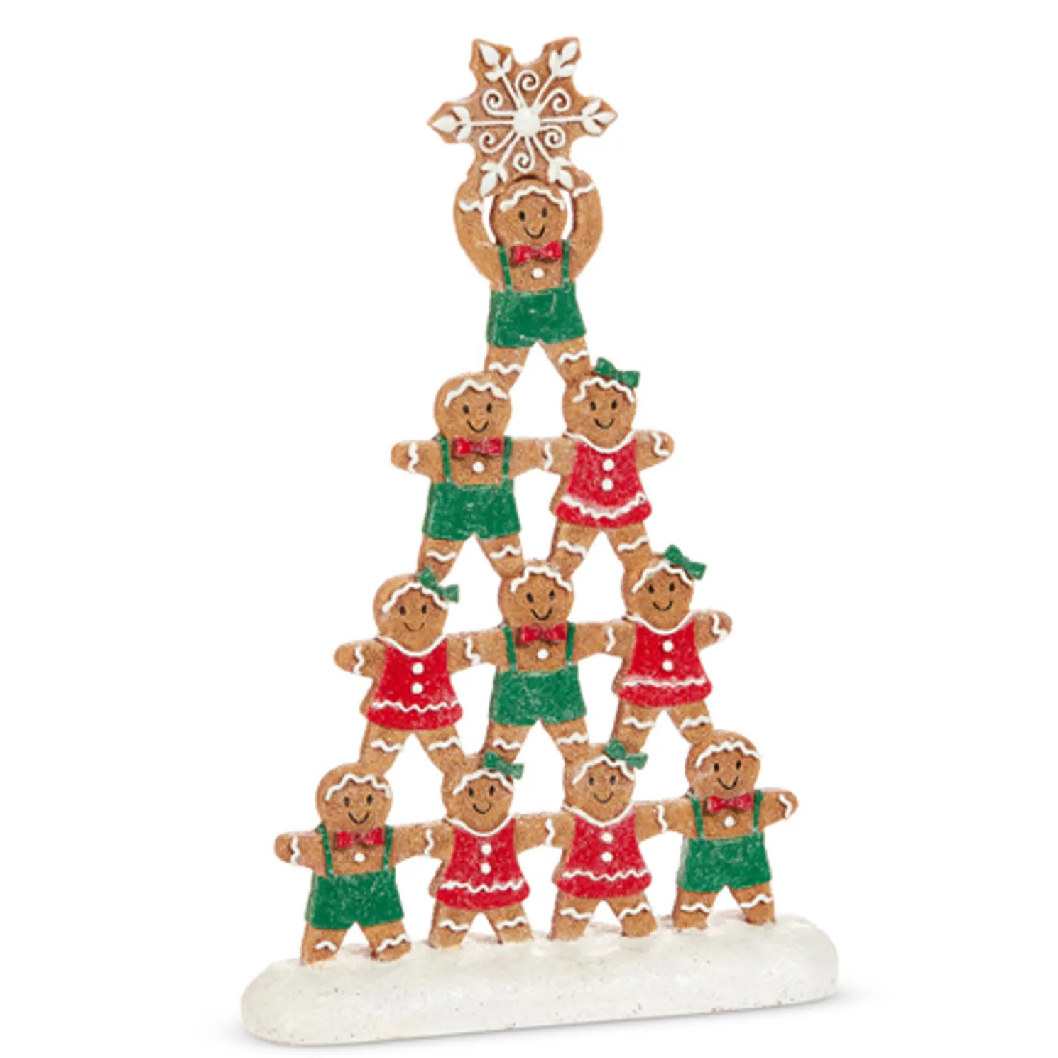 Raz 11.75" Gingerbread Boy and Girl Tower Christmas Decoration 4511388