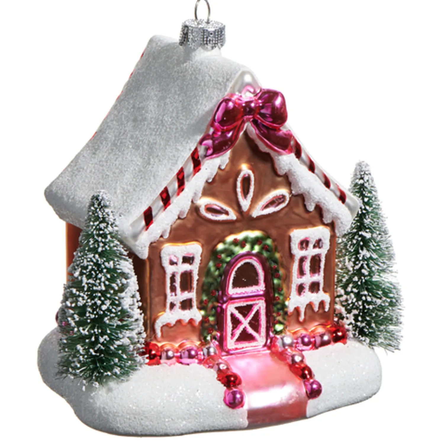 Raz 5" Gingerbread House Glass Christmas Ornament 4553167