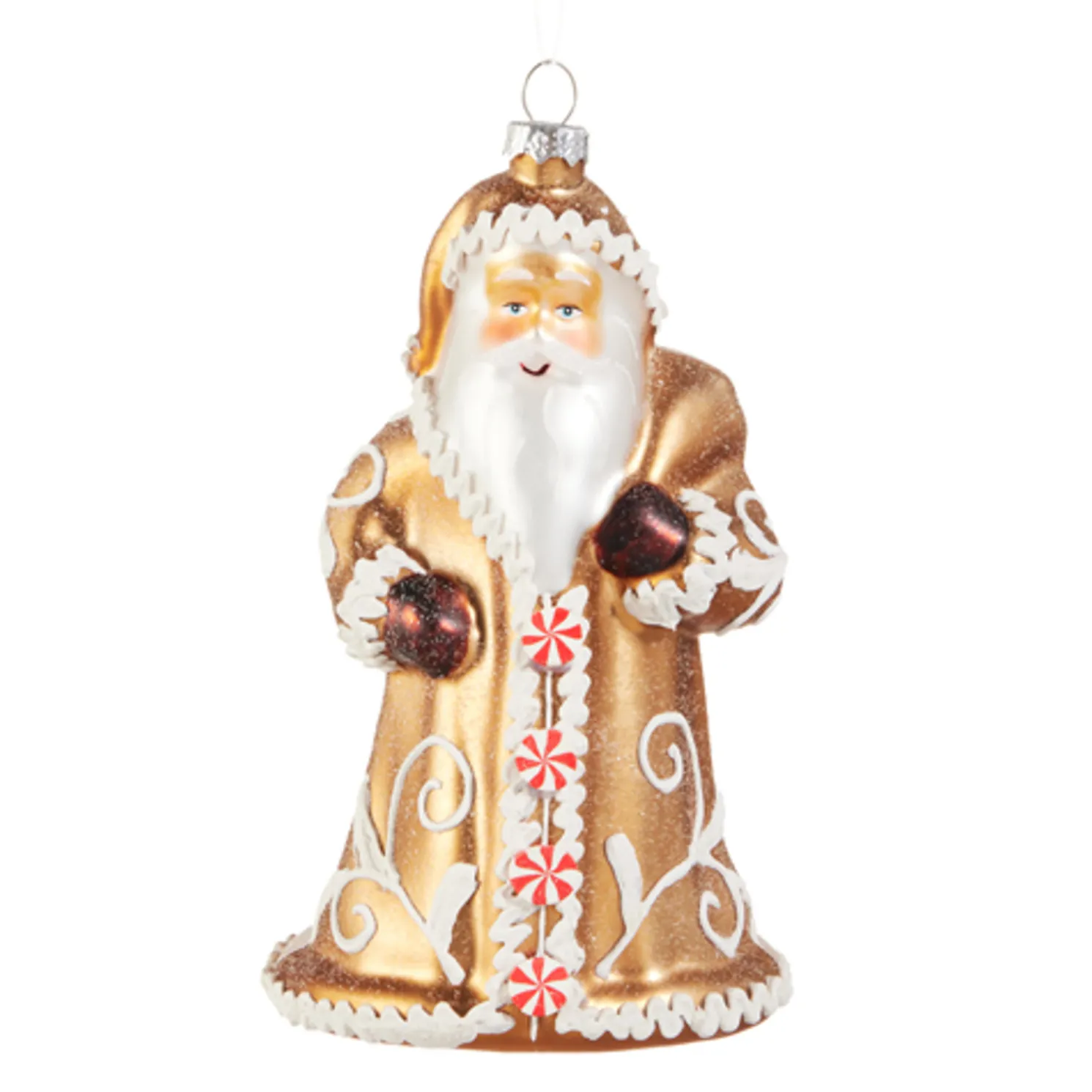 Raz 6" Gingerbread Santa Glass Christmas Ornament 4520862