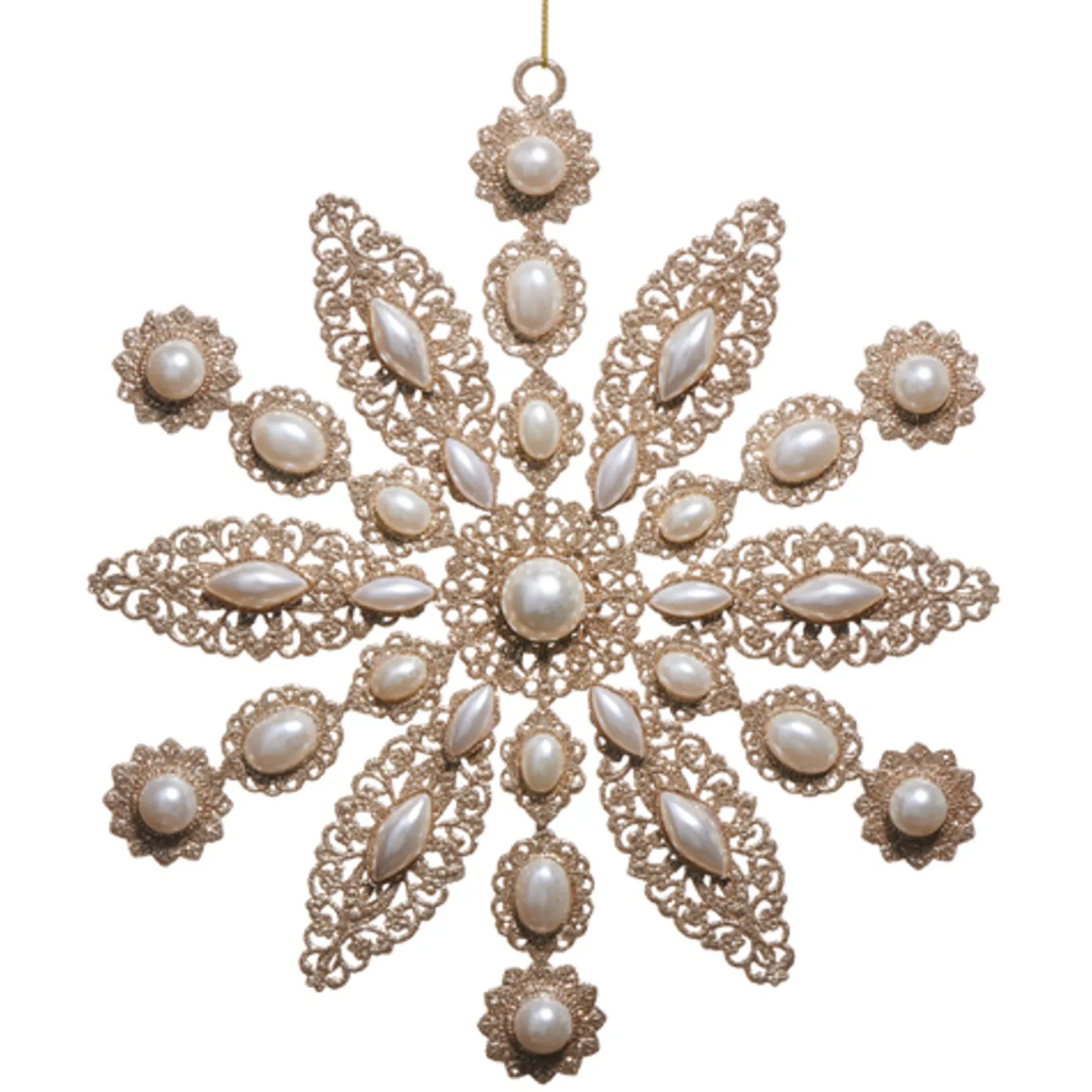 Raz 9" Glitter and Pearl Star Christmas Tree Ornament 4516296