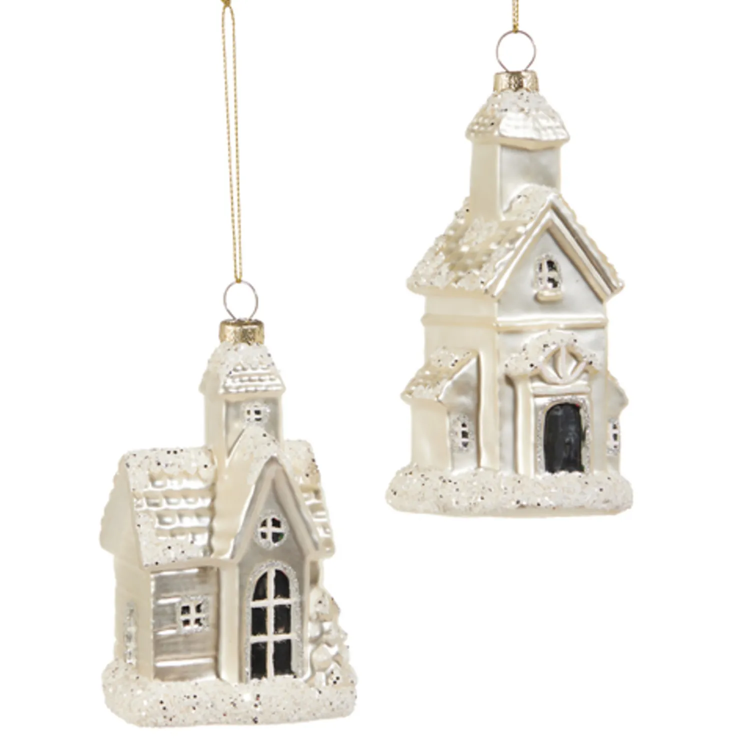 Raz 5" Glitter Church Glass Christmas Ornament 4524928