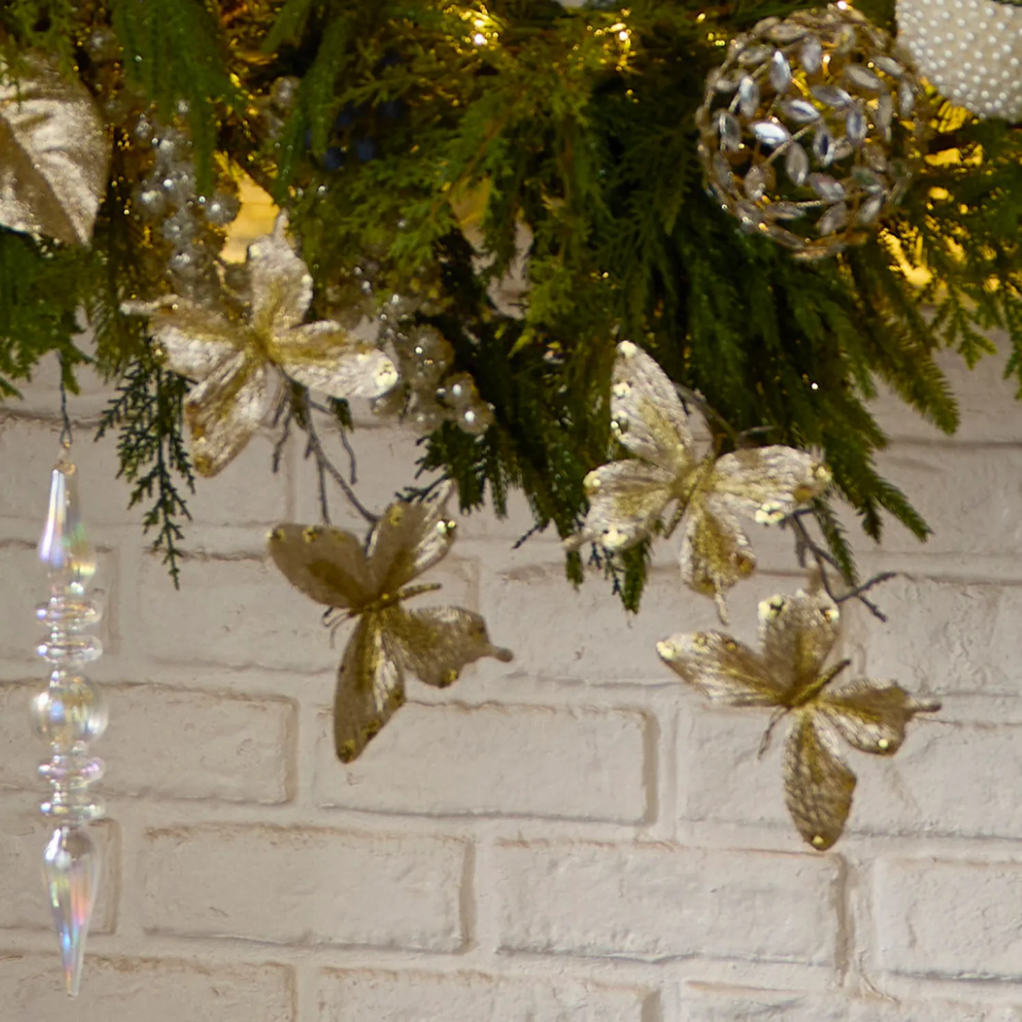 Raz 37" Glitter Gold Butterfly Spray Christmas Tree Accessory F4542085
